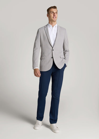 American Tall Men Textured Blazer for Tall Men in Soft Grey