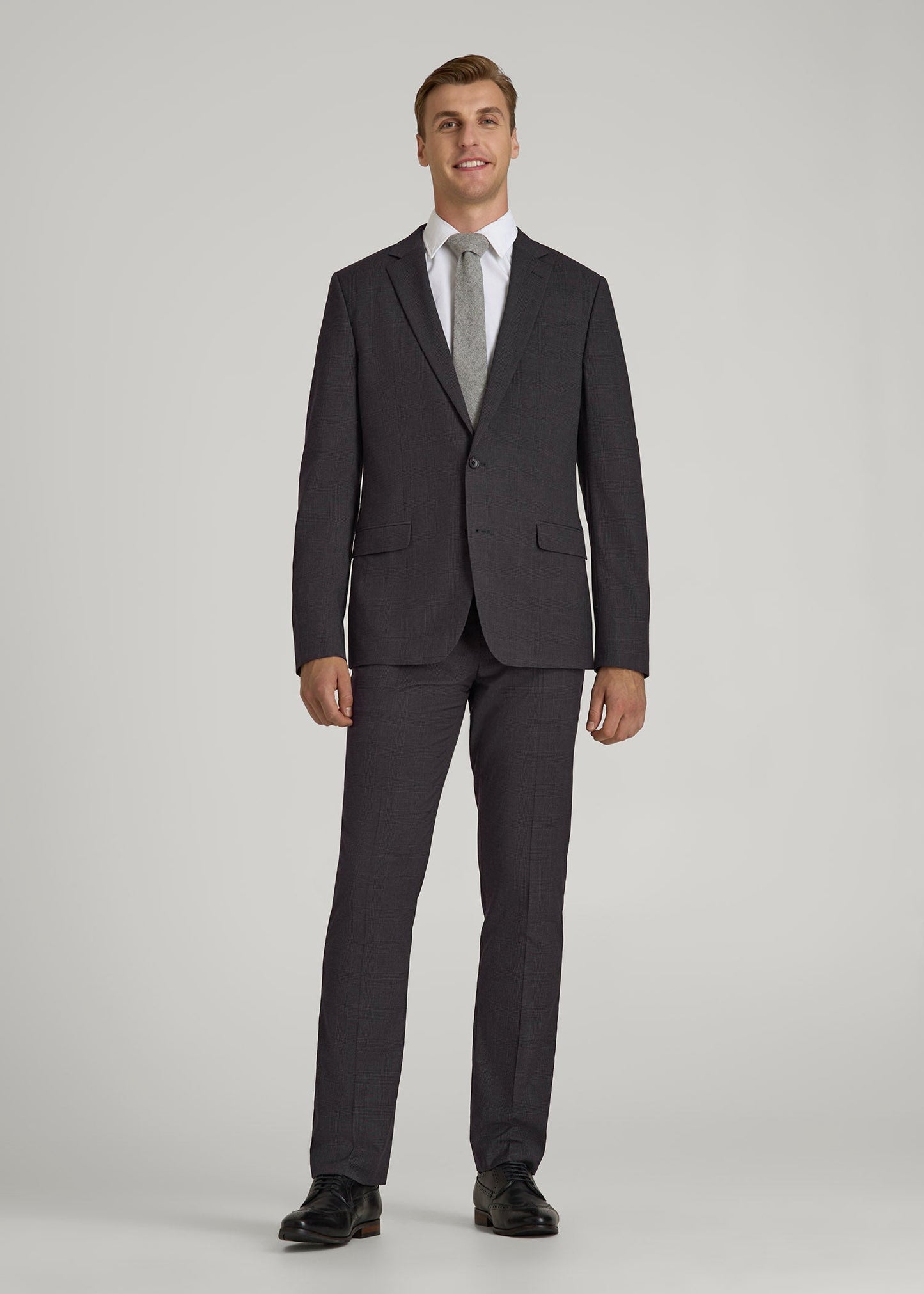 American Tall Men Suit Jacket for Tall Men in Charcoal Plaid