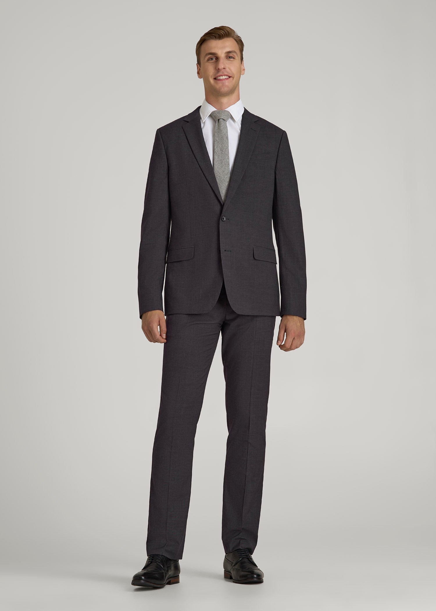 American Tall Men Suit Jacket for Tall Men in Charcoal Plaid