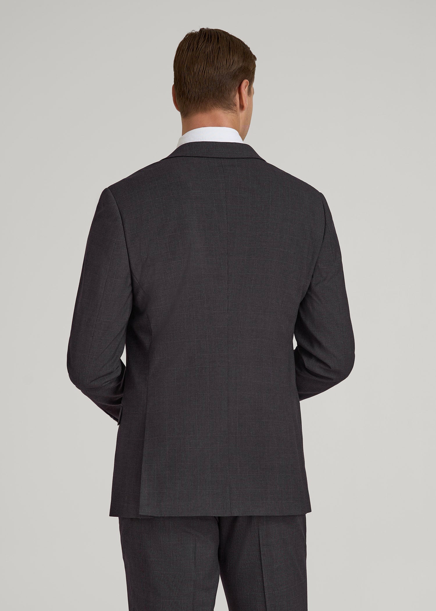 American Tall Men Suit Jacket for Tall Men in Charcoal Plaid