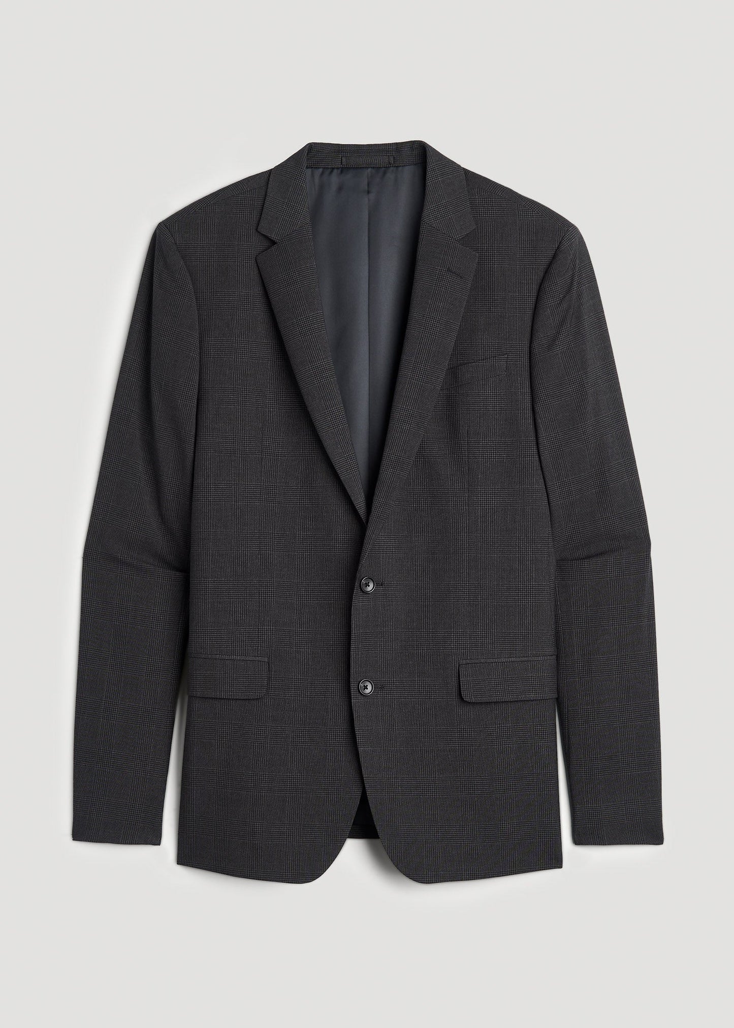 American Tall Men Suit Jacket for Tall Men in Charcoal Plaid