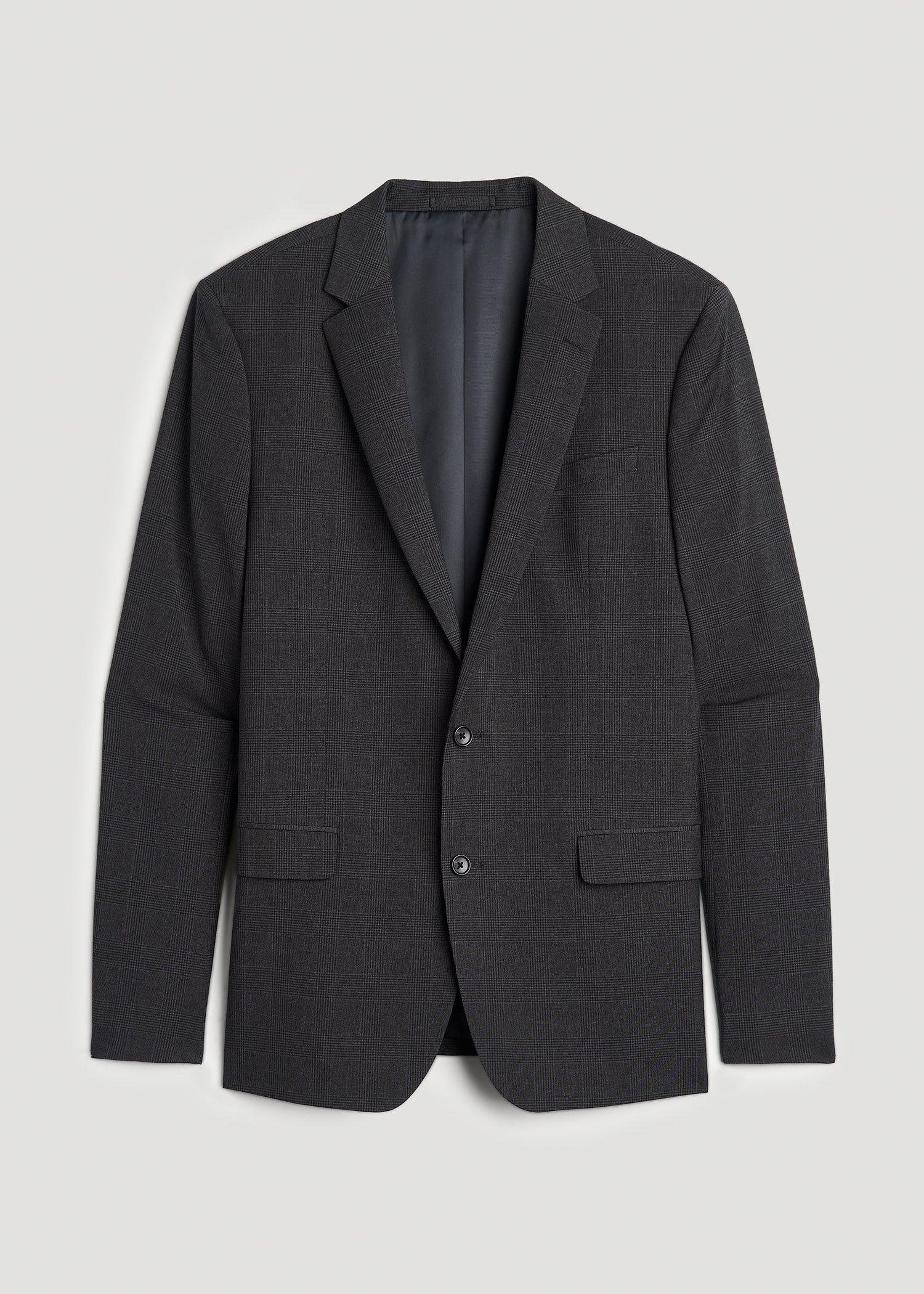 American Tall Men Suit Jacket for Tall Men in Charcoal Plaid
