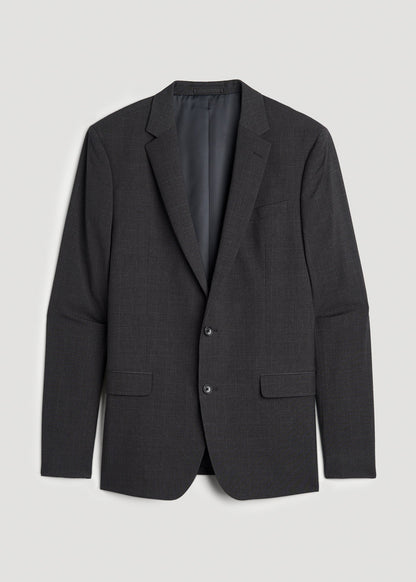 American Tall Men Suit Jacket for Tall Men in Charcoal Plaid