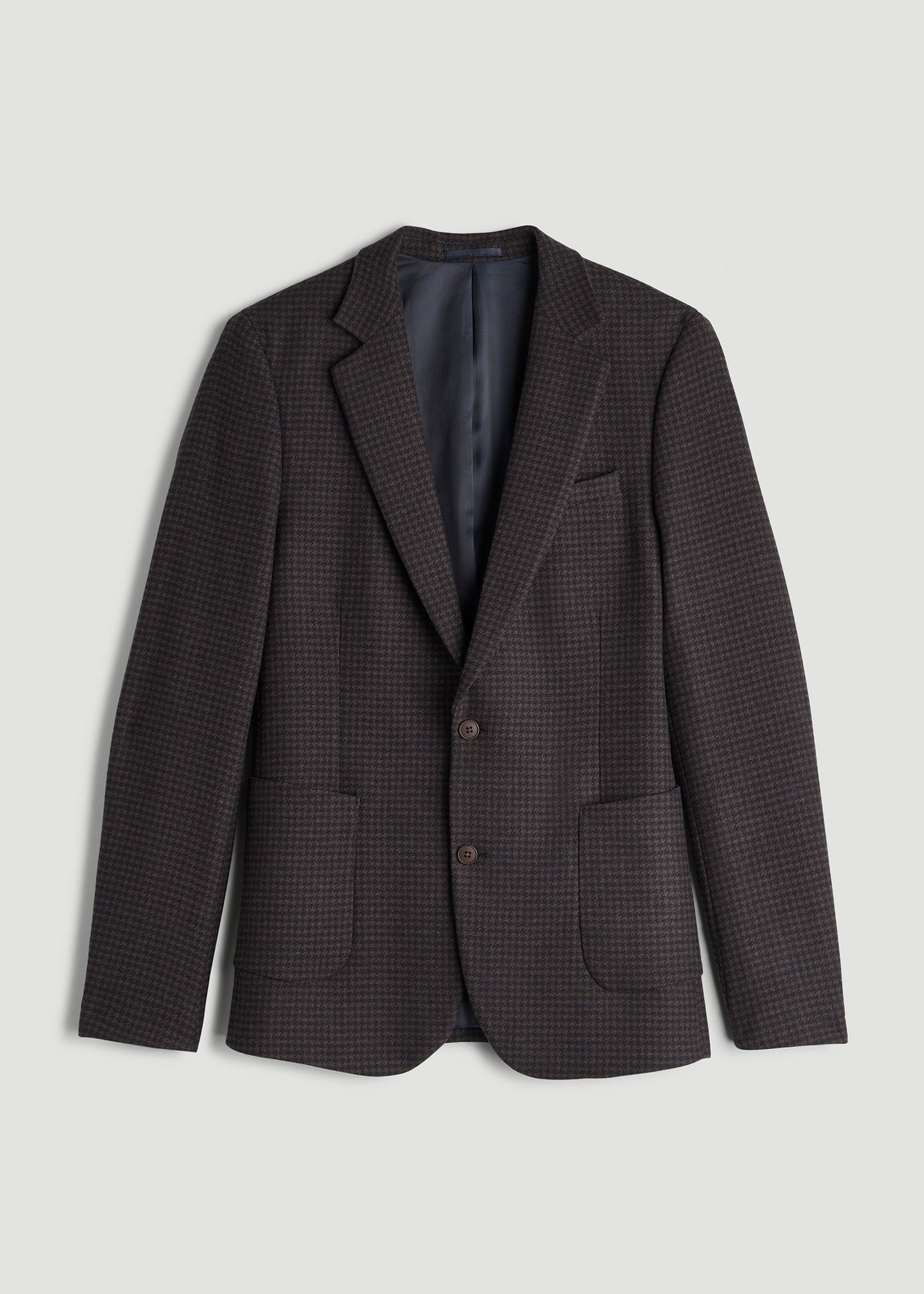 American Tall Men Wool Blend Blazer for Tall Men in Indigo and Brown Houndstooth