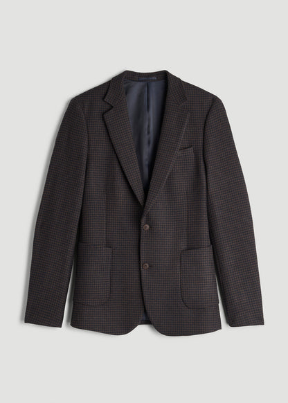 American Tall Men Wool Blend Blazer for Tall Men in Indigo and Brown Houndstooth