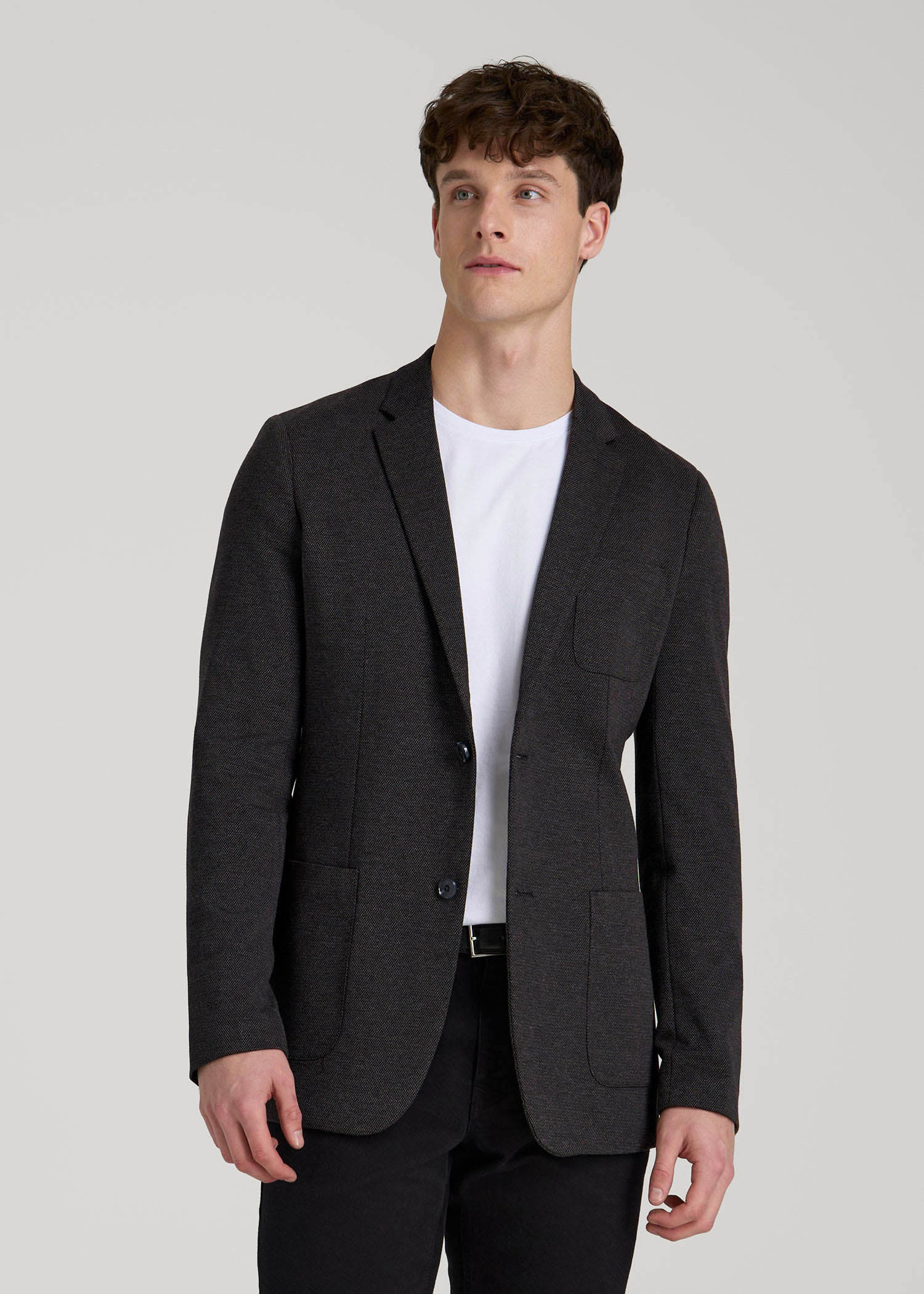 American Tall Men Core Blazer for Tall Men in Black Silver Mix