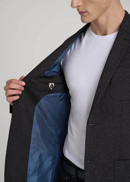 American Tall Men Core Blazer for Tall Men in Black Silver Mix
