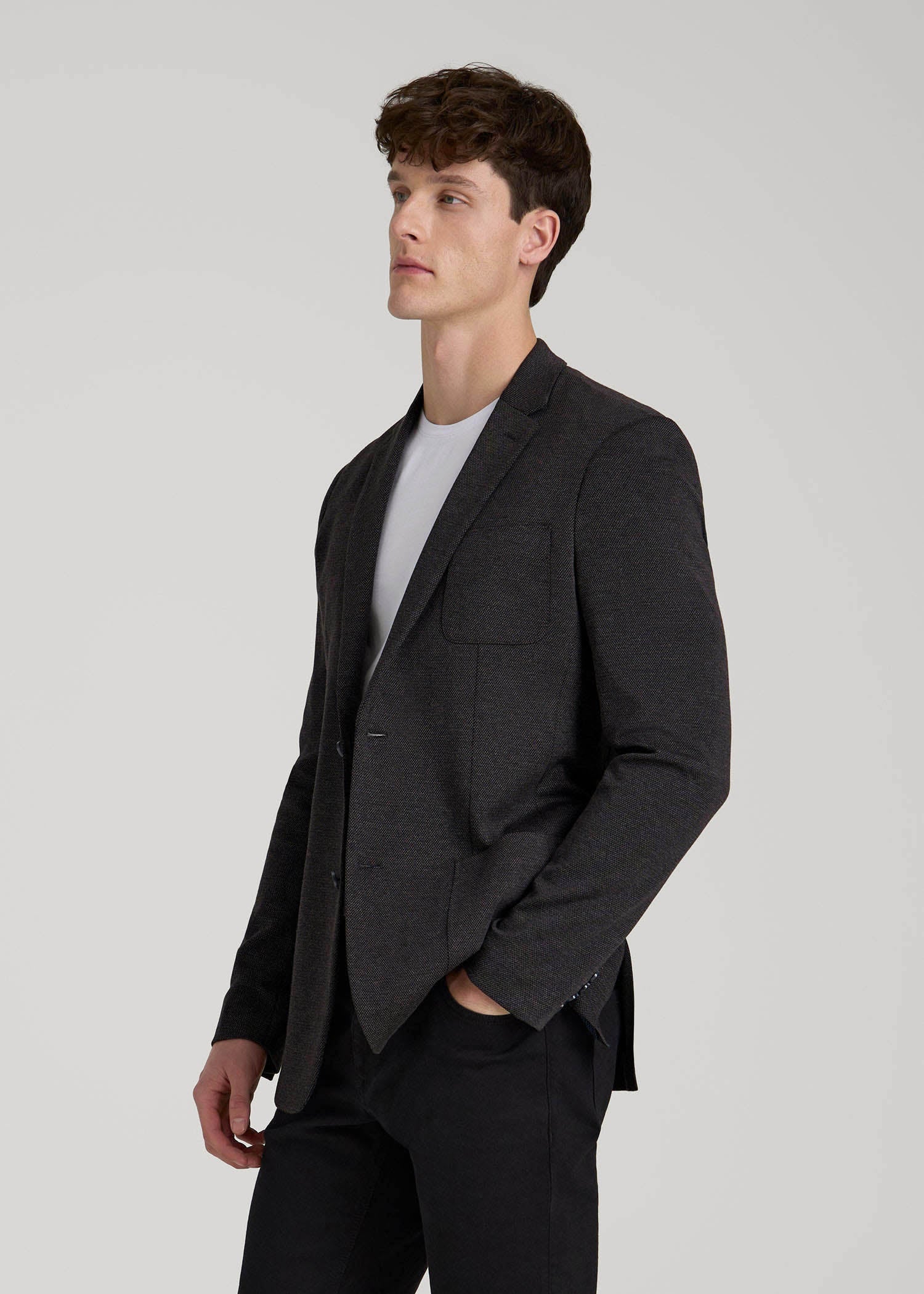 American Tall Men Core Blazer for Tall Men in Black Silver Mix