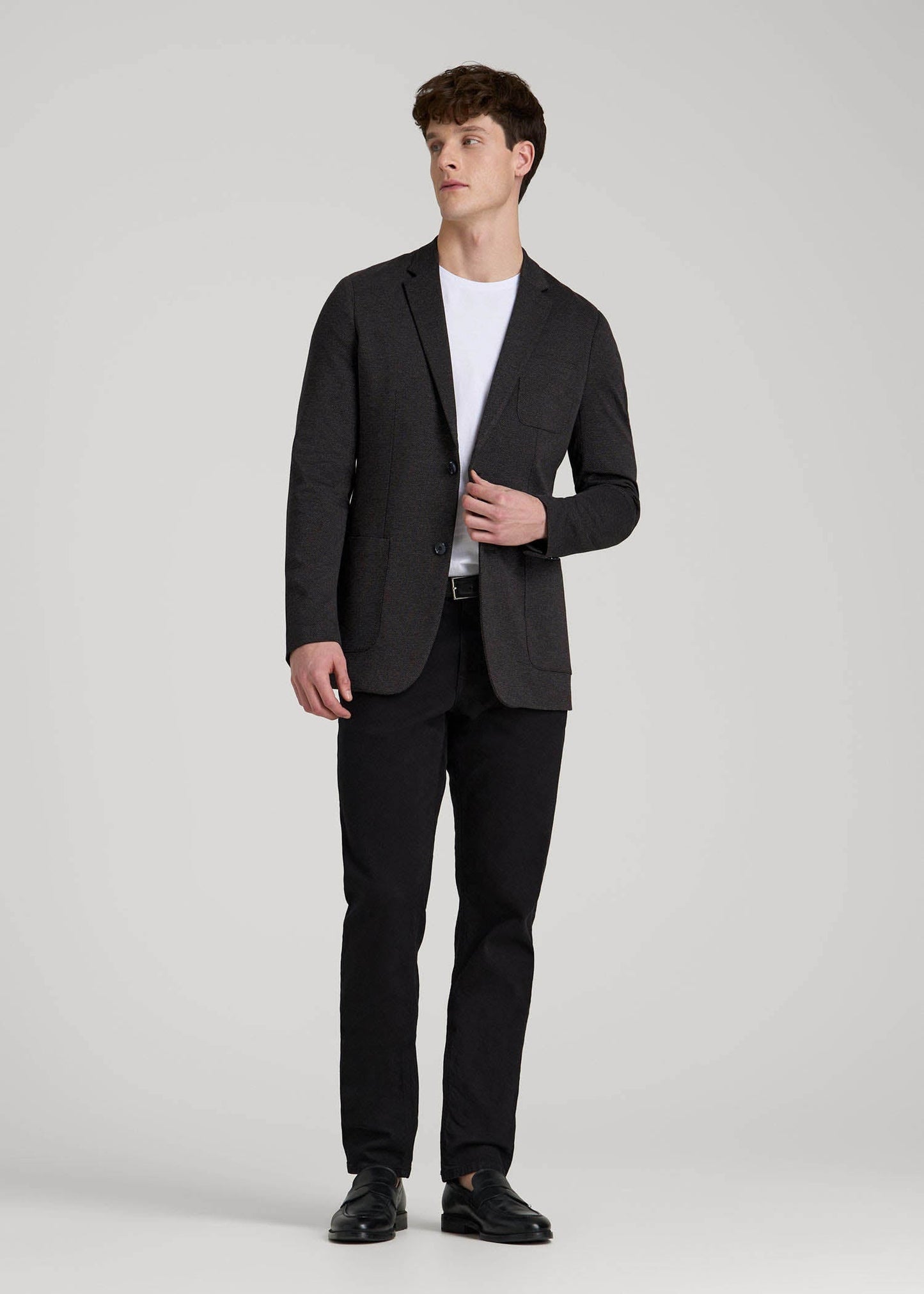 American Tall Men Core Blazer for Tall Men in Black Silver Mix