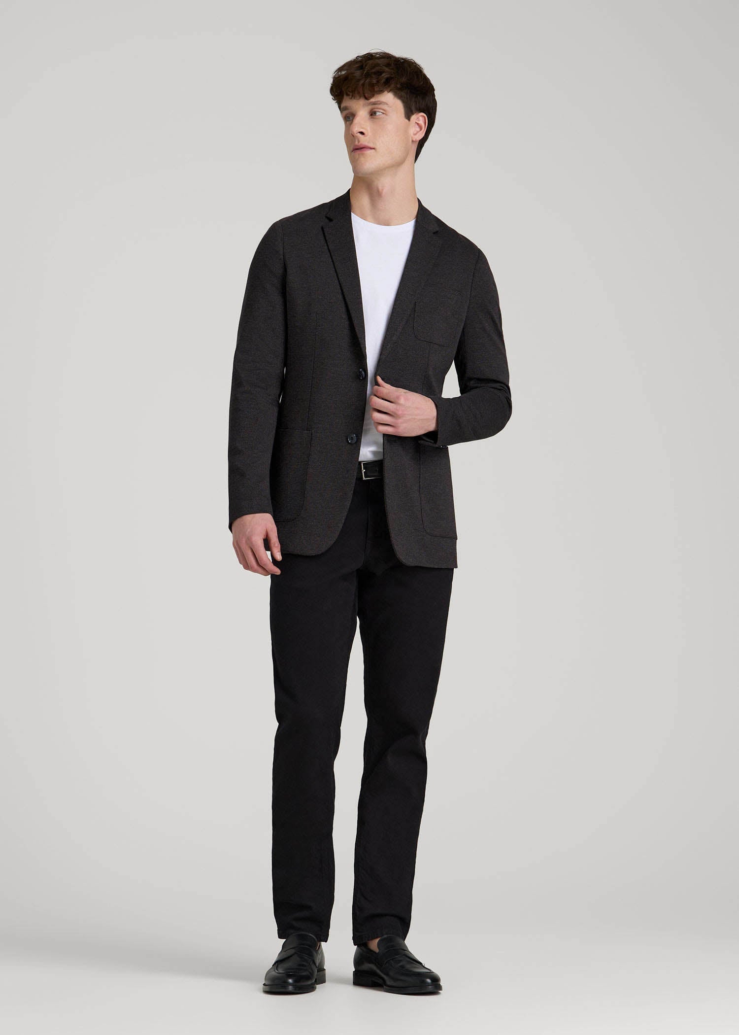 American Tall Men Core Blazer for Tall Men in Black Silver Mix