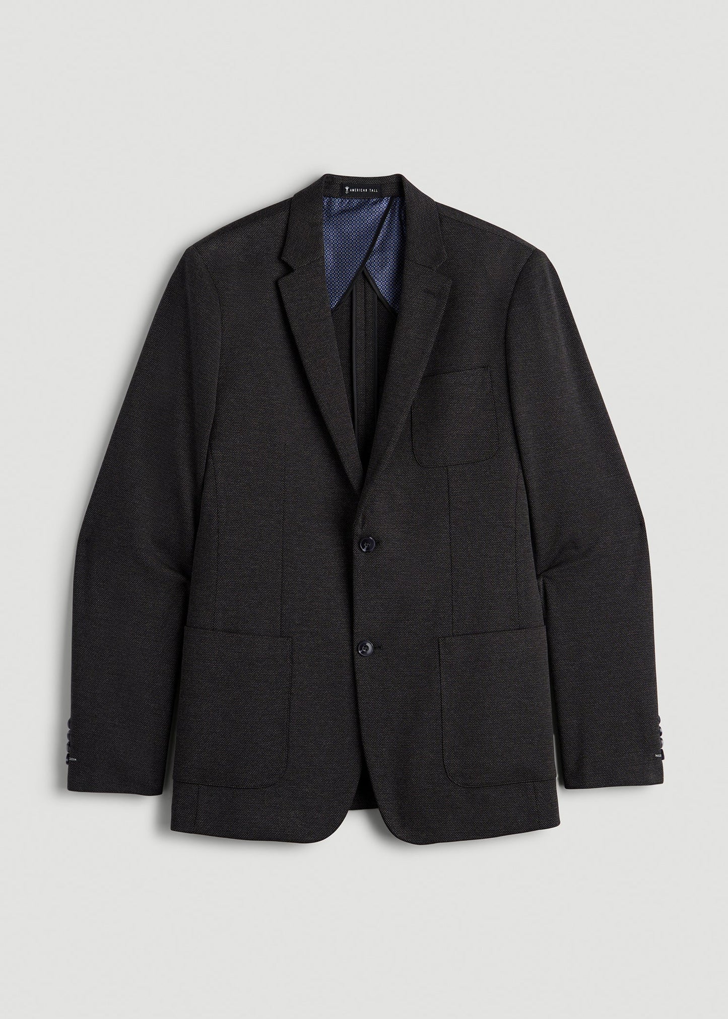 American Tall Men Core Blazer for Tall Men in Black Silver Mix