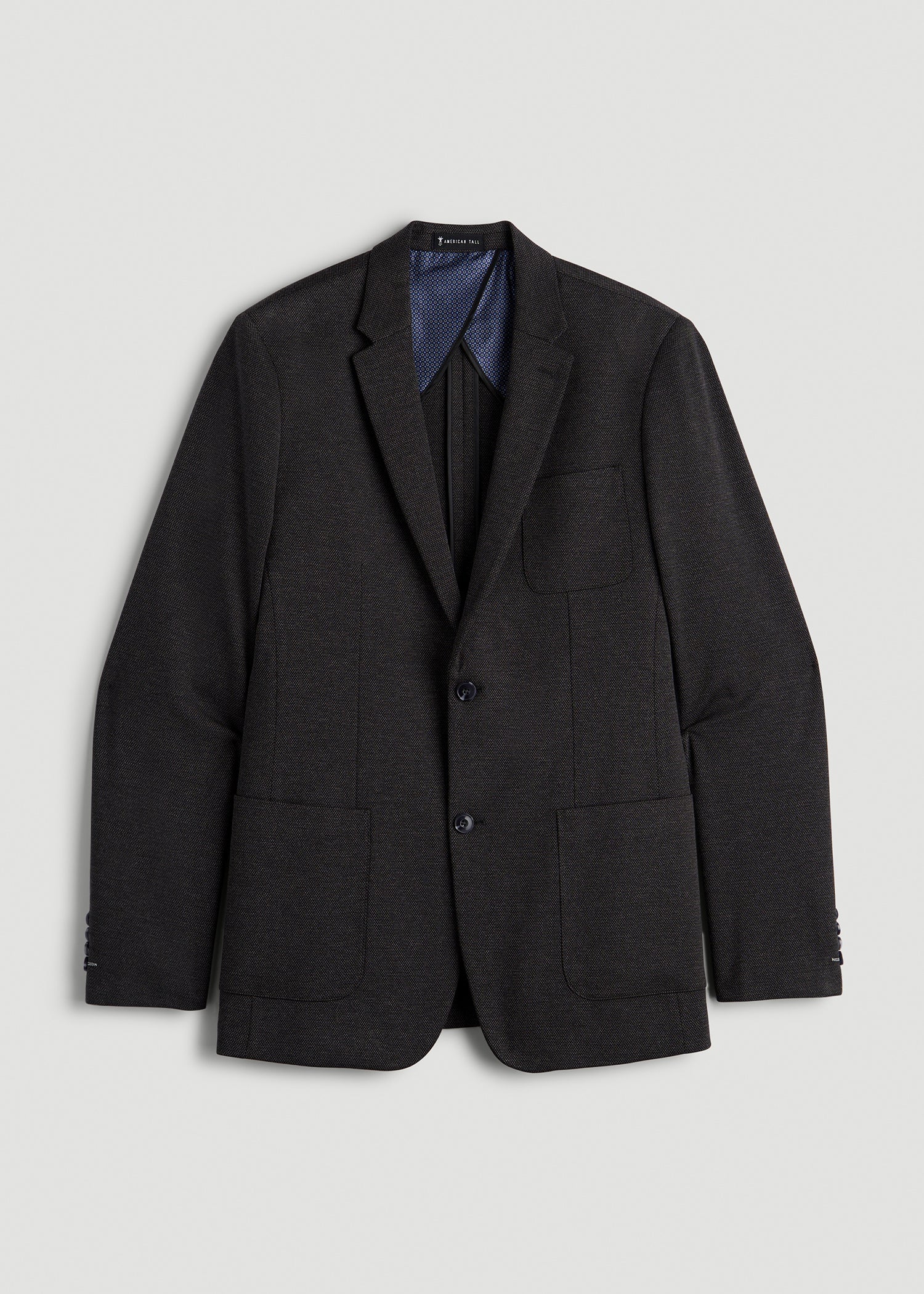 American Tall Men Core Blazer for Tall Men in Black Silver Mix