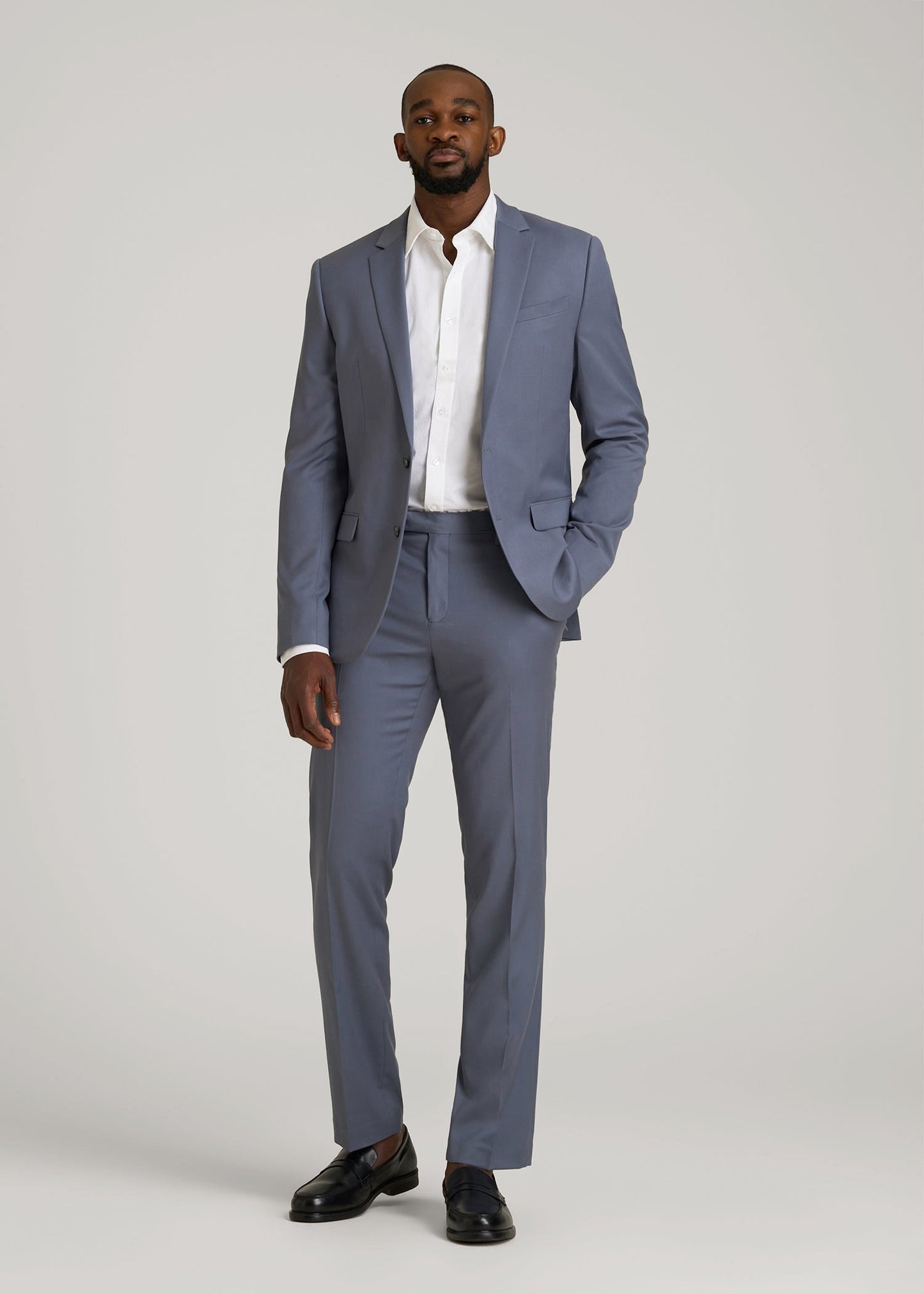 American Tall Men Suit Trousers for Tall Men in Blue Slate