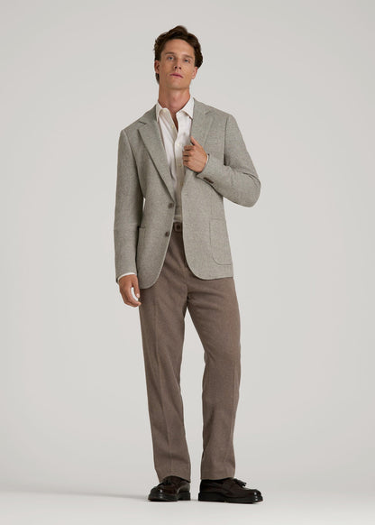 American Tall Men Wool Blend Blazer for Tall Men in Taupe Basketweave