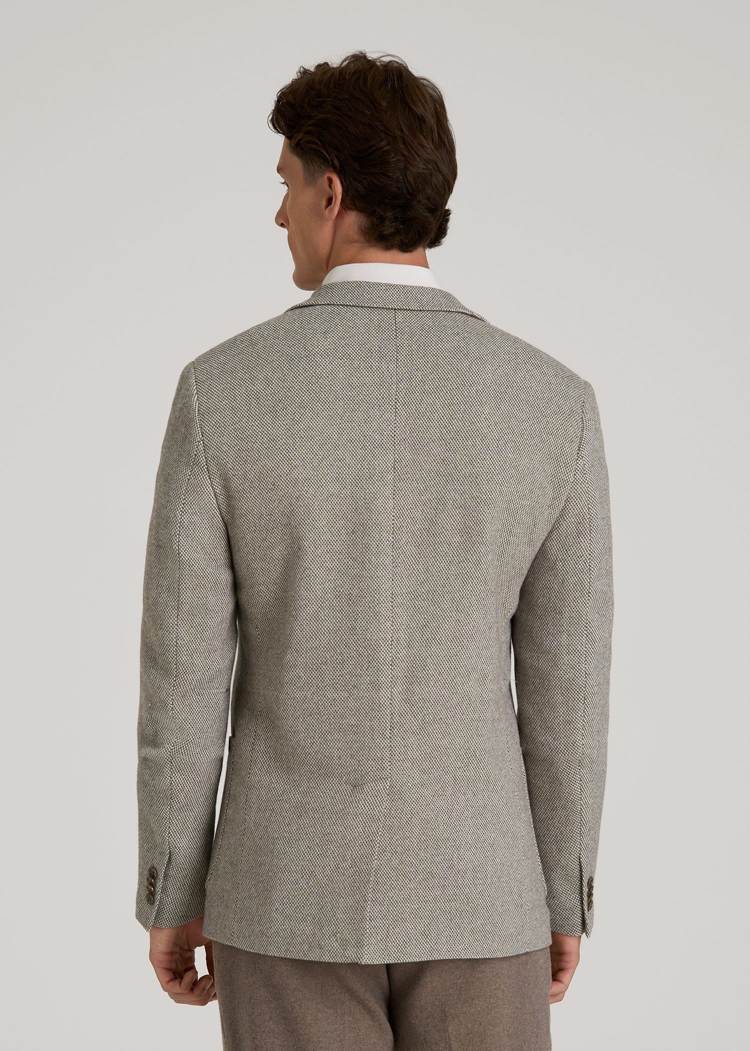 American Tall Men Wool Blend Blazer for Tall Men in Taupe Basketweave