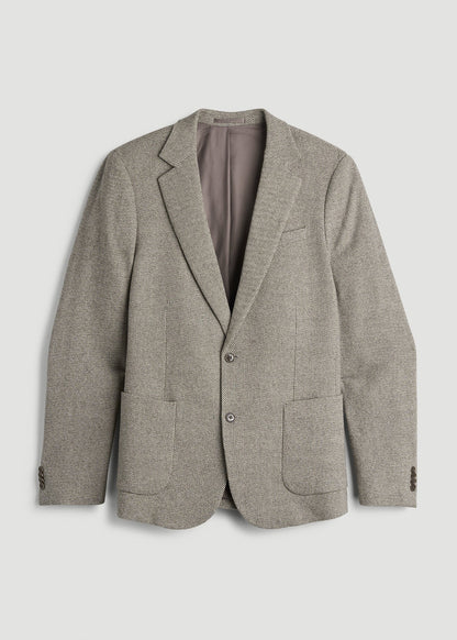 American Tall Men Wool Blend Blazer for Tall Men in Taupe Basketweave
