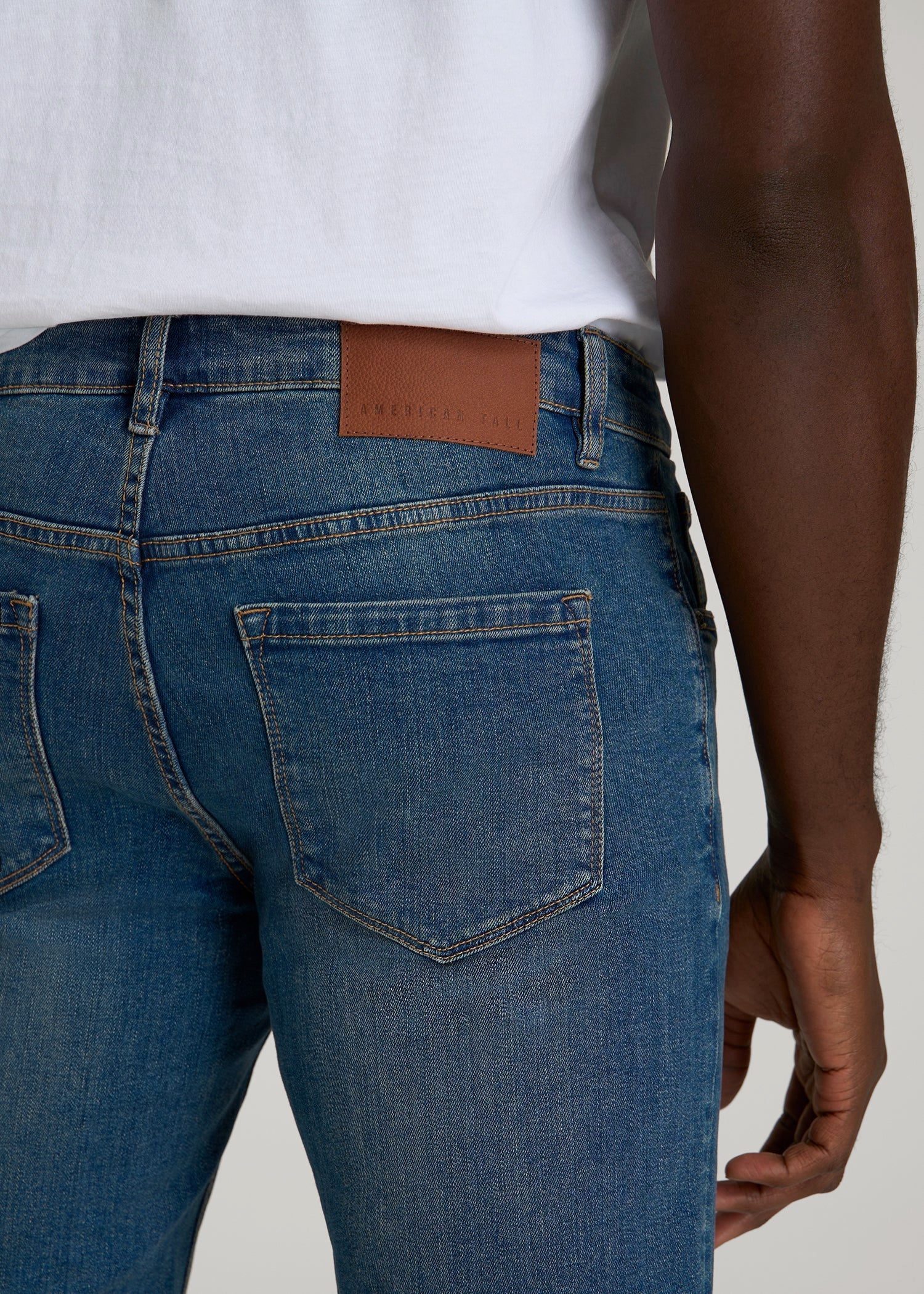 American Tall Men Carman TAPERED Jeans for Tall Men in Worn Blue
