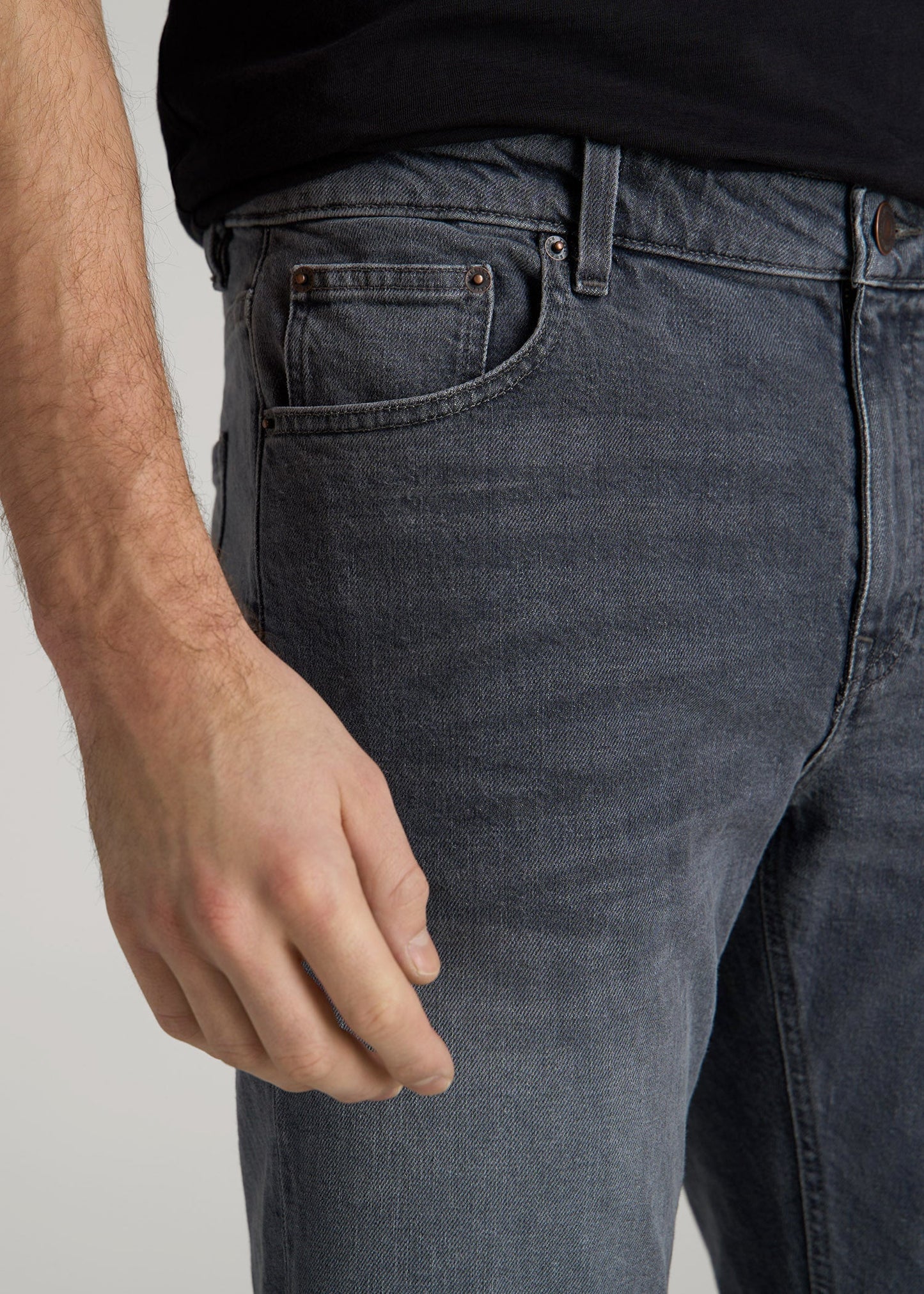 American Tall Men Americana Collection Carman Tapered Fit Jeans For Tall Men in Wolf Grey