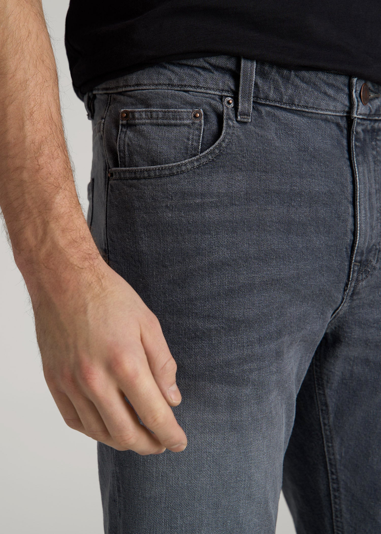 American Tall Men Americana Collection Carman Tapered Fit Jeans For Tall Men in Wolf Grey