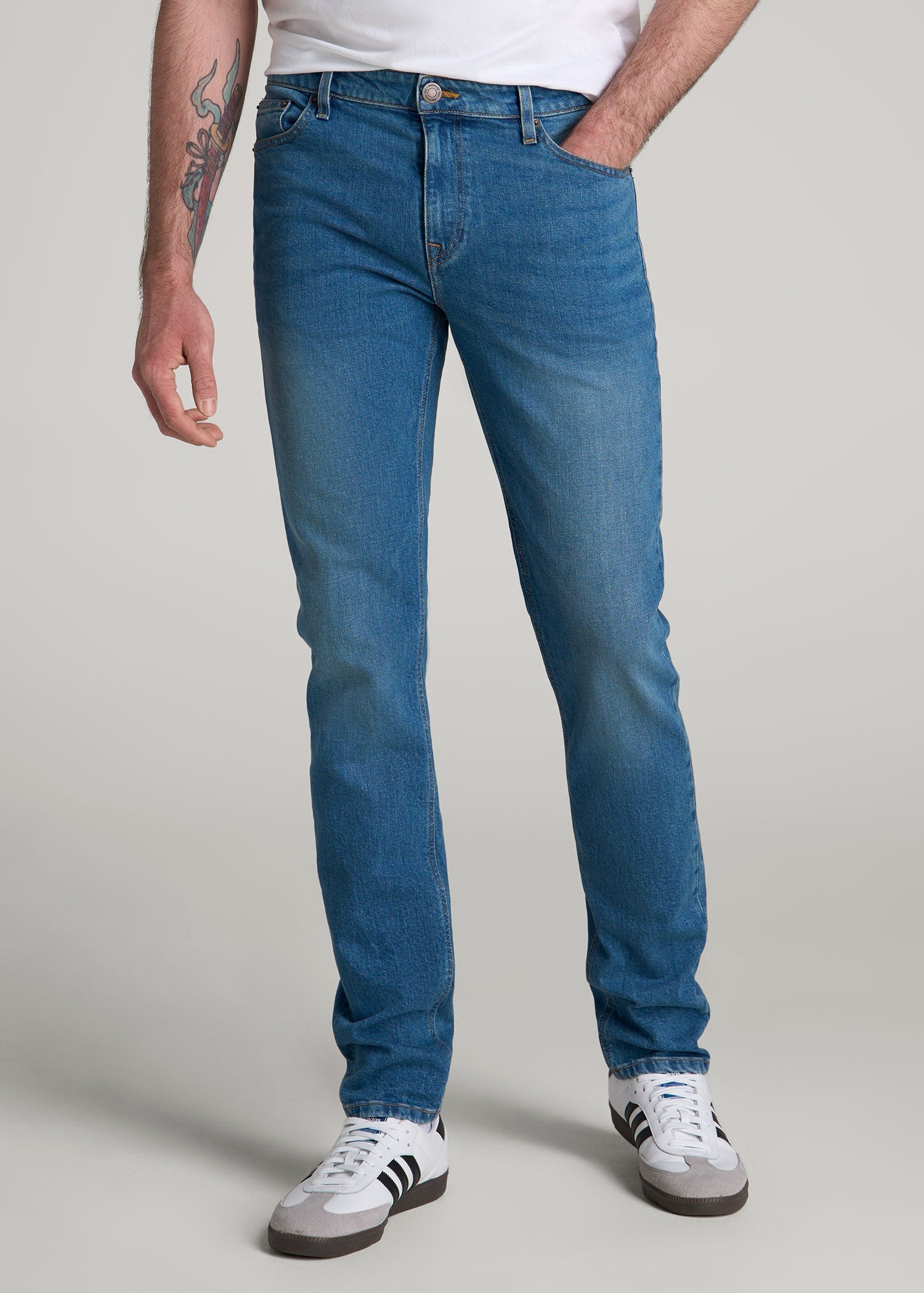 American Tall Men Americana Collection Dylan Slim Fit Jeans For Tall Men in Sail Blue