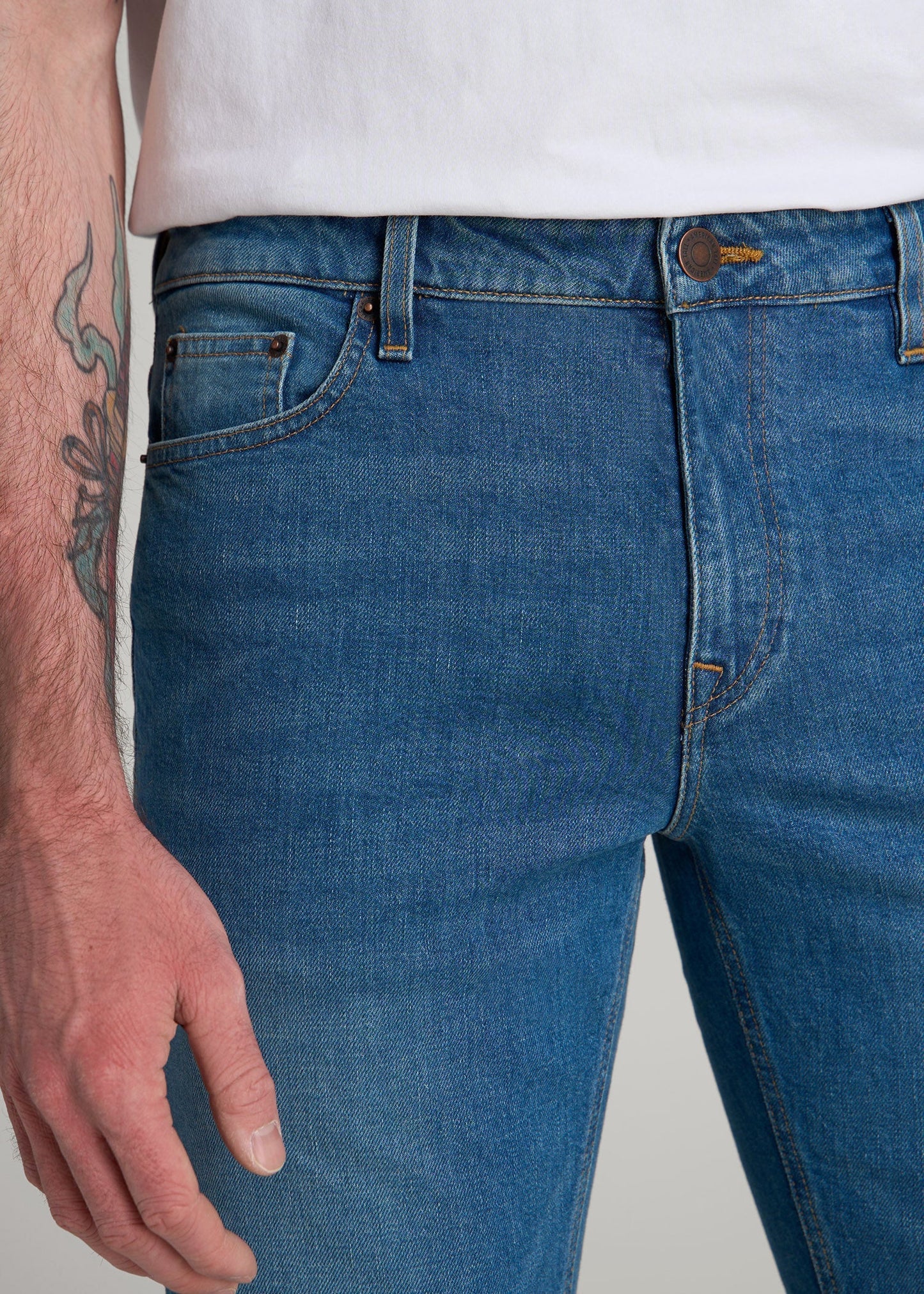 American Tall Men Americana Collection Dylan Slim Fit Jeans For Tall Men in Sail Blue