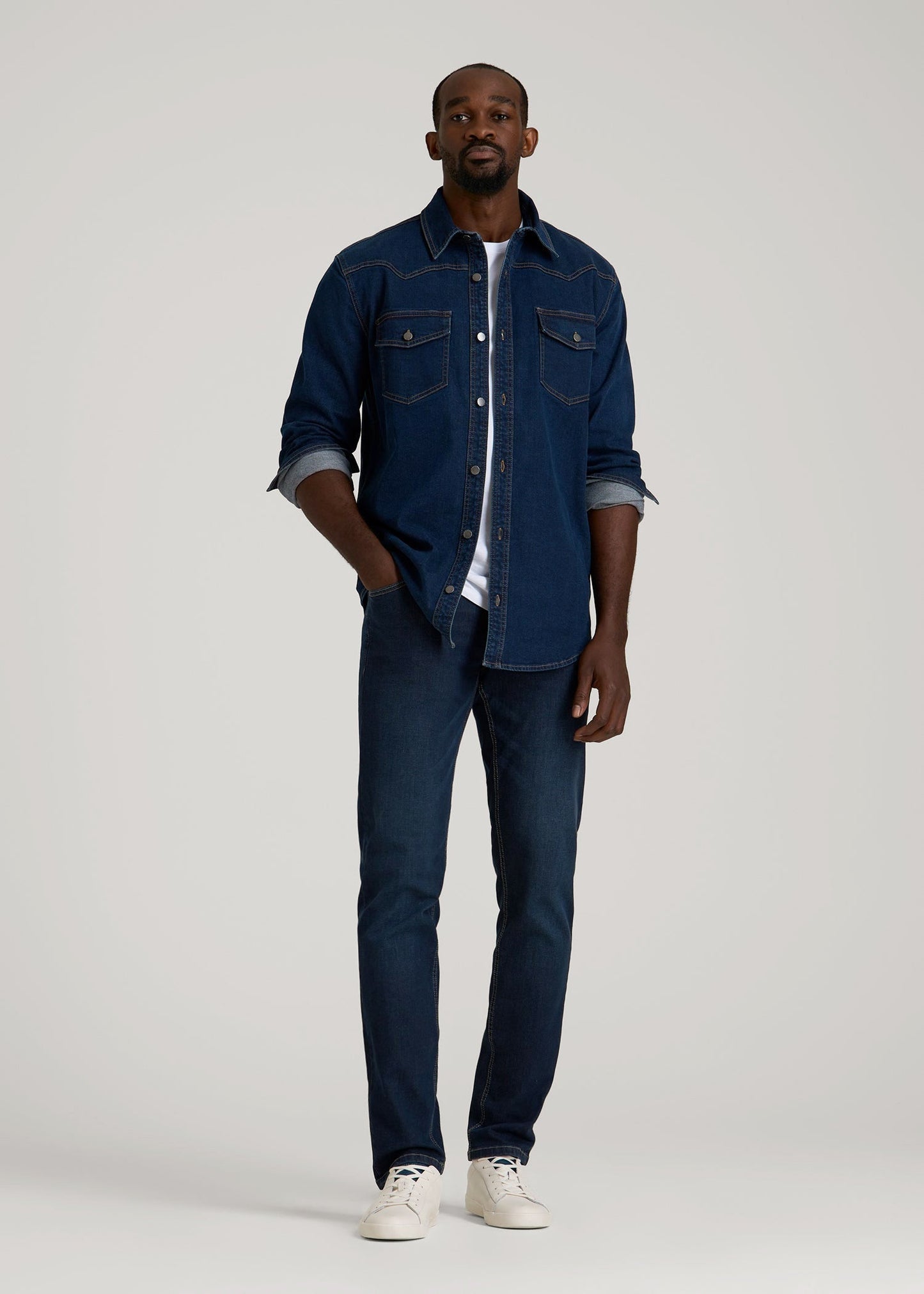 American Tall Men Carman TAPERED Jeans for Tall Men in Blue Steel