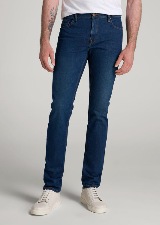 American Tall Men Americana Collection Dylan Slim Fit Jeans For Tall Men in Crown Blue