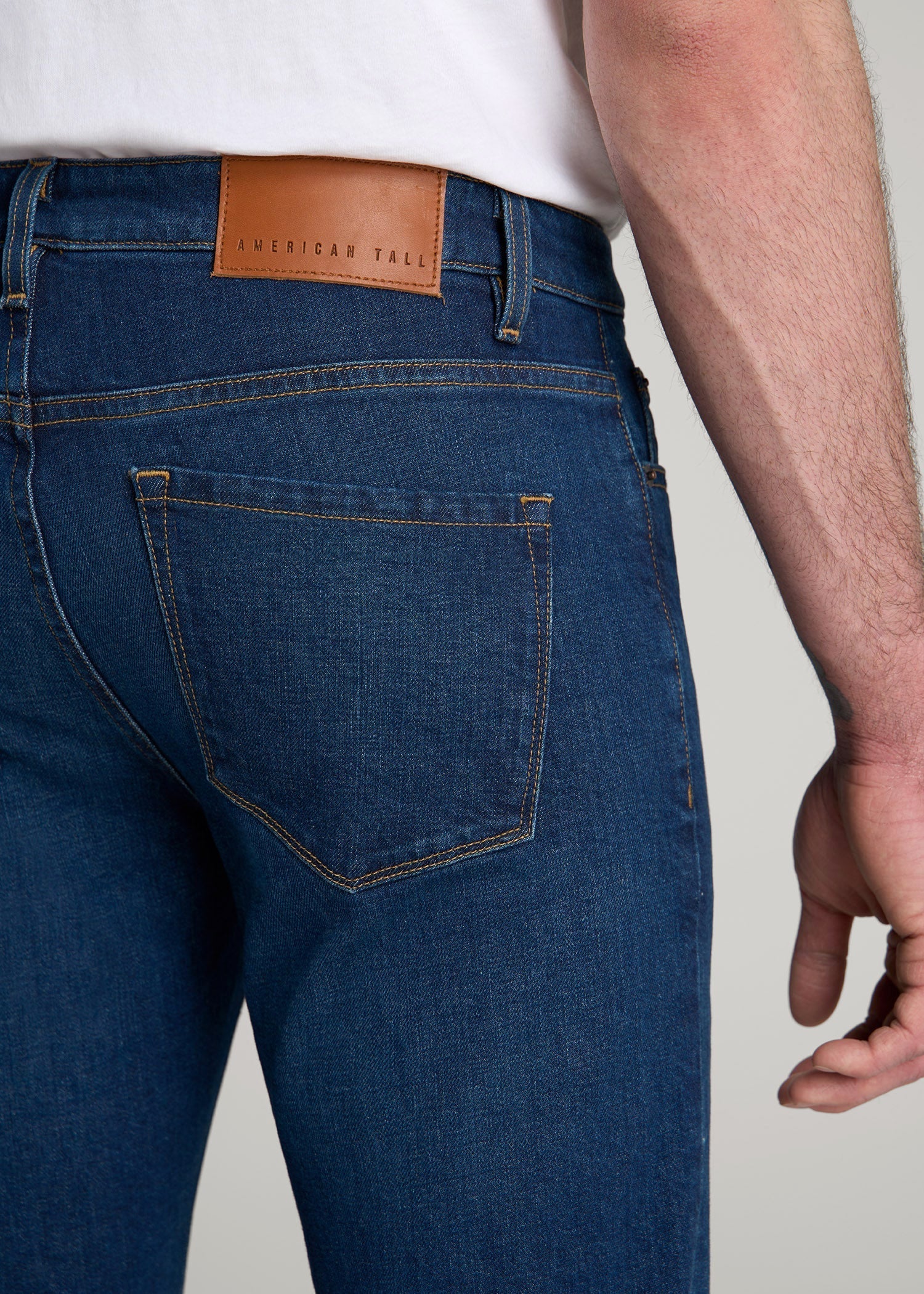 American Tall Men Americana Collection Dylan Slim Fit Jeans For Tall Men in Crown Blue