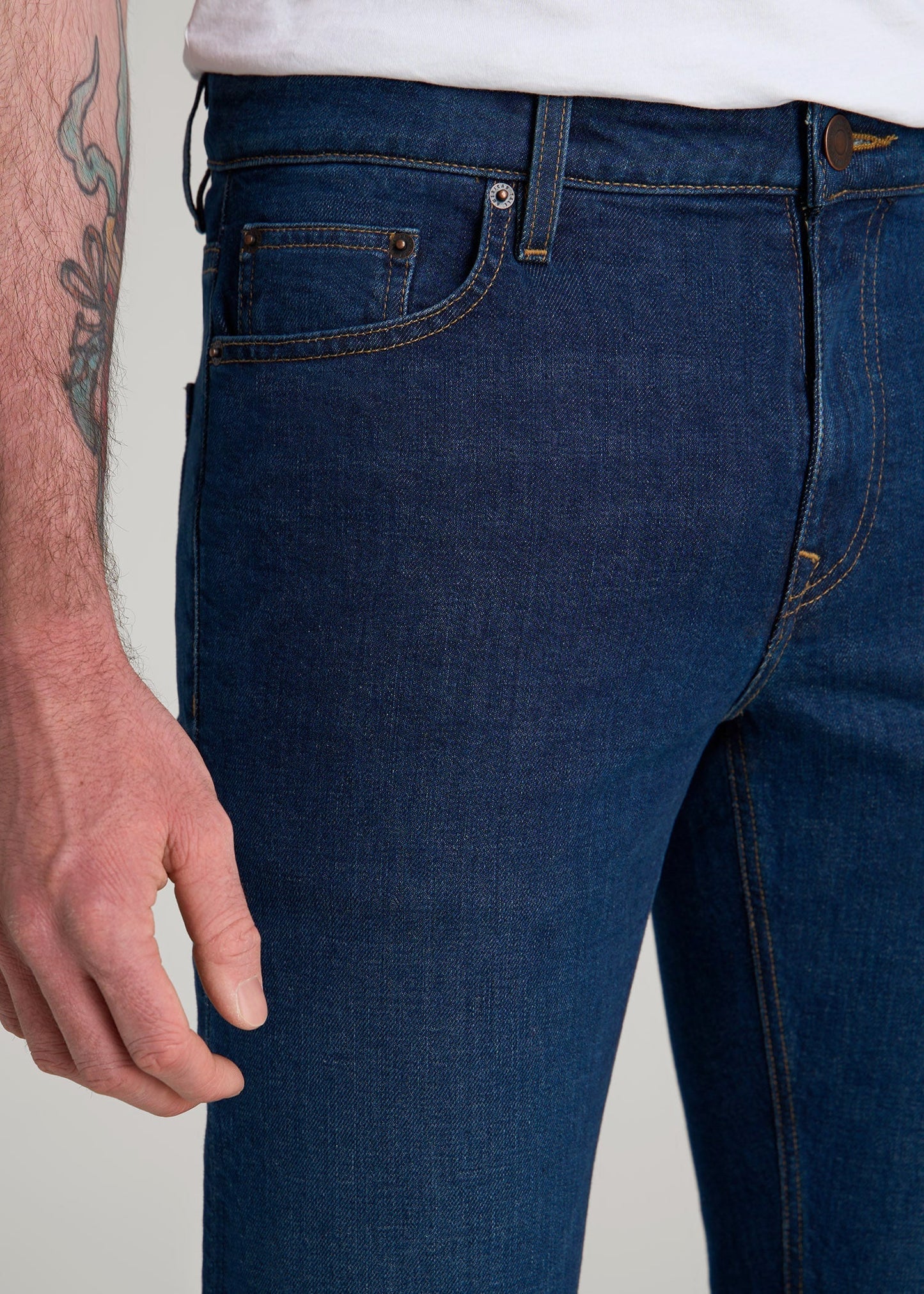 American Tall Men Americana Collection Dylan Slim Fit Jeans For Tall Men in Crown Blue