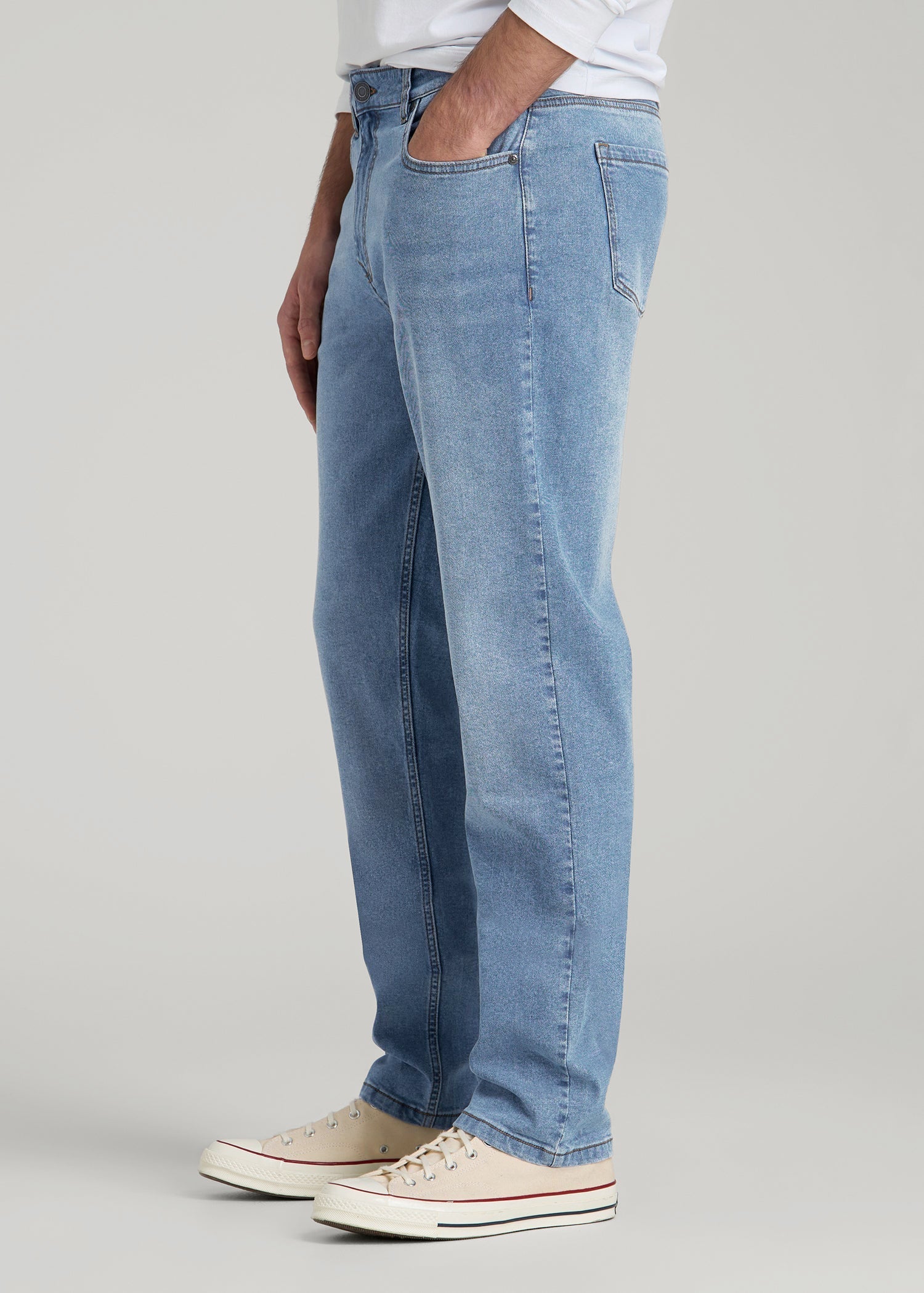 American Tall Men A.T. Basics Men's J1 Straight Fit Jeans for Tall Men in Tufts Blue