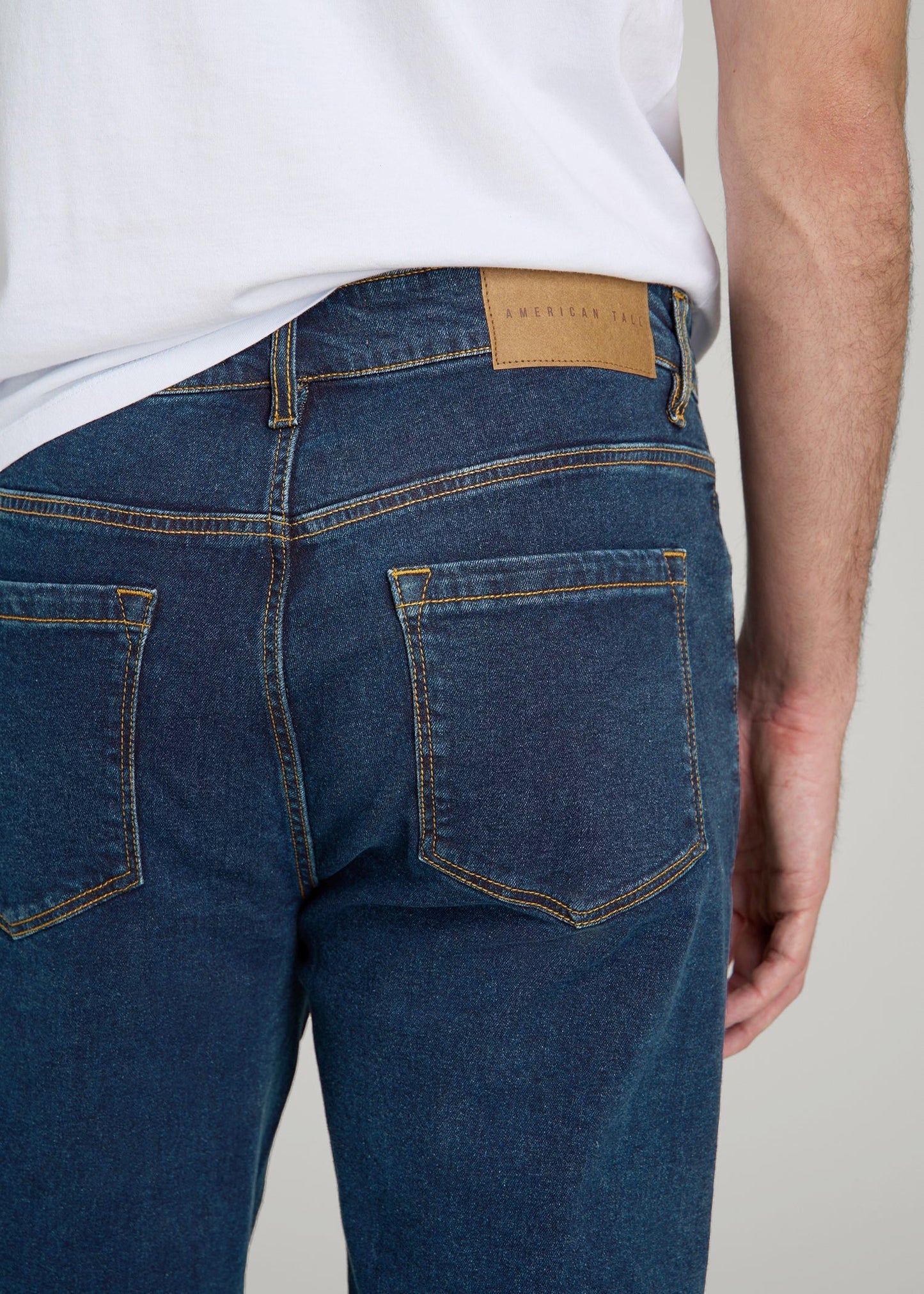 American Tall Men A.T. Basics Men's J1 Straight Fit Jeans for Tall Men in Charged Blue