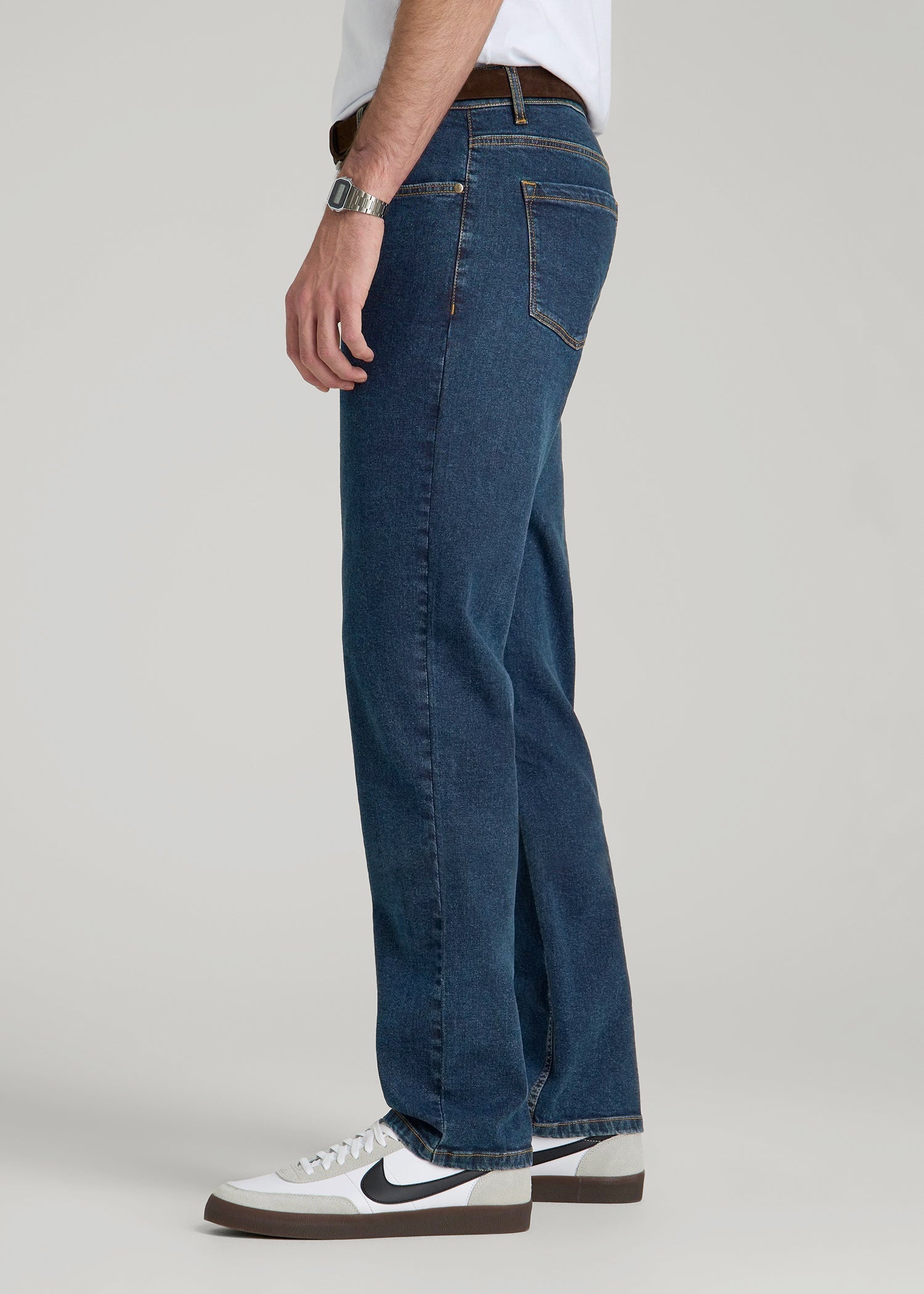 American Tall Men A.T. Basics Men's J1 Straight Fit Jeans for Tall Men in Charged Blue