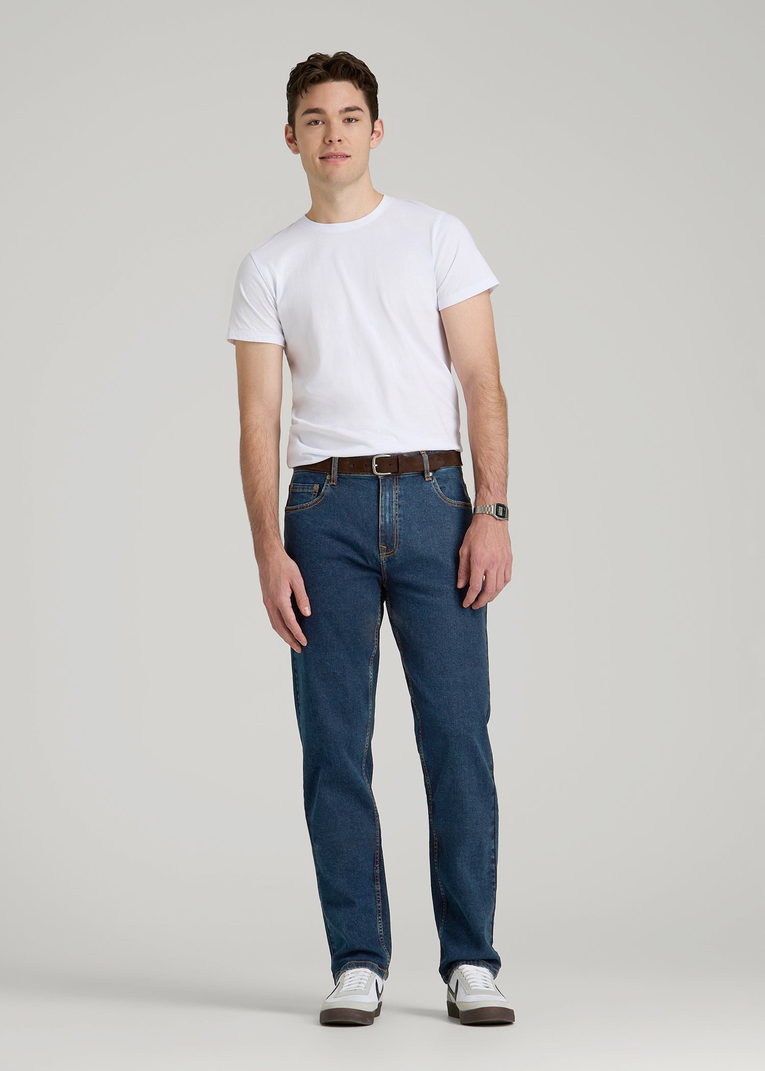 American Tall Men A.T. Basics Men's J1 Straight Fit Jeans for Tall Men in Charged Blue