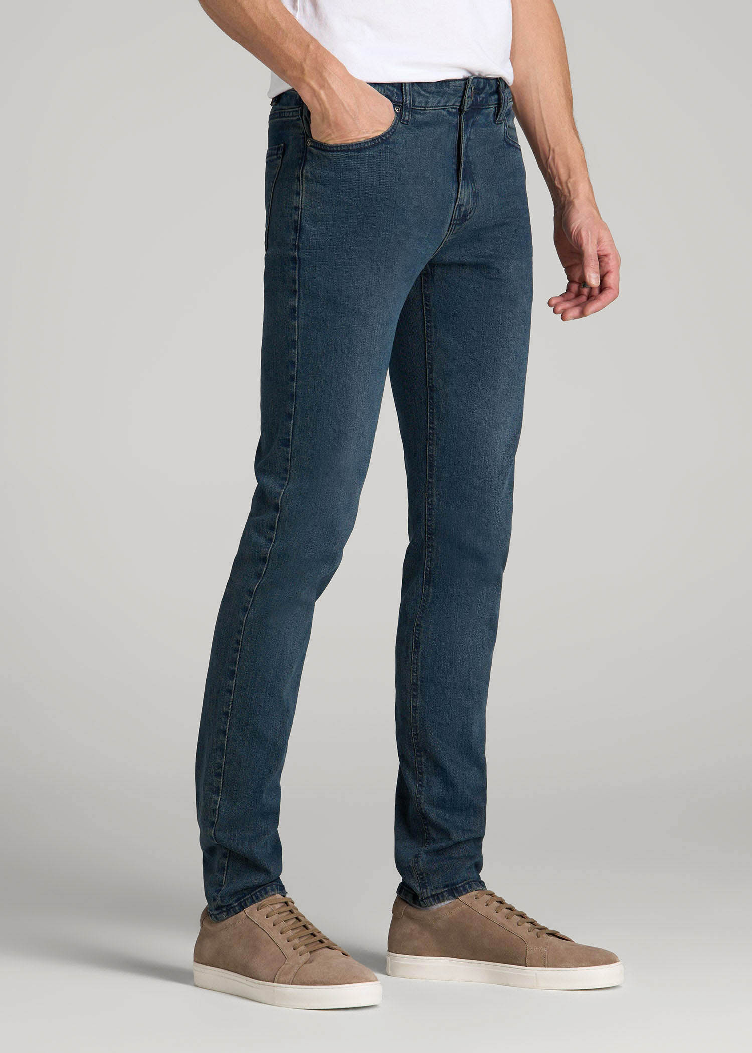 American Tall Men Dylan Slim Fit Jeans for Tall Men in Coastal Blue