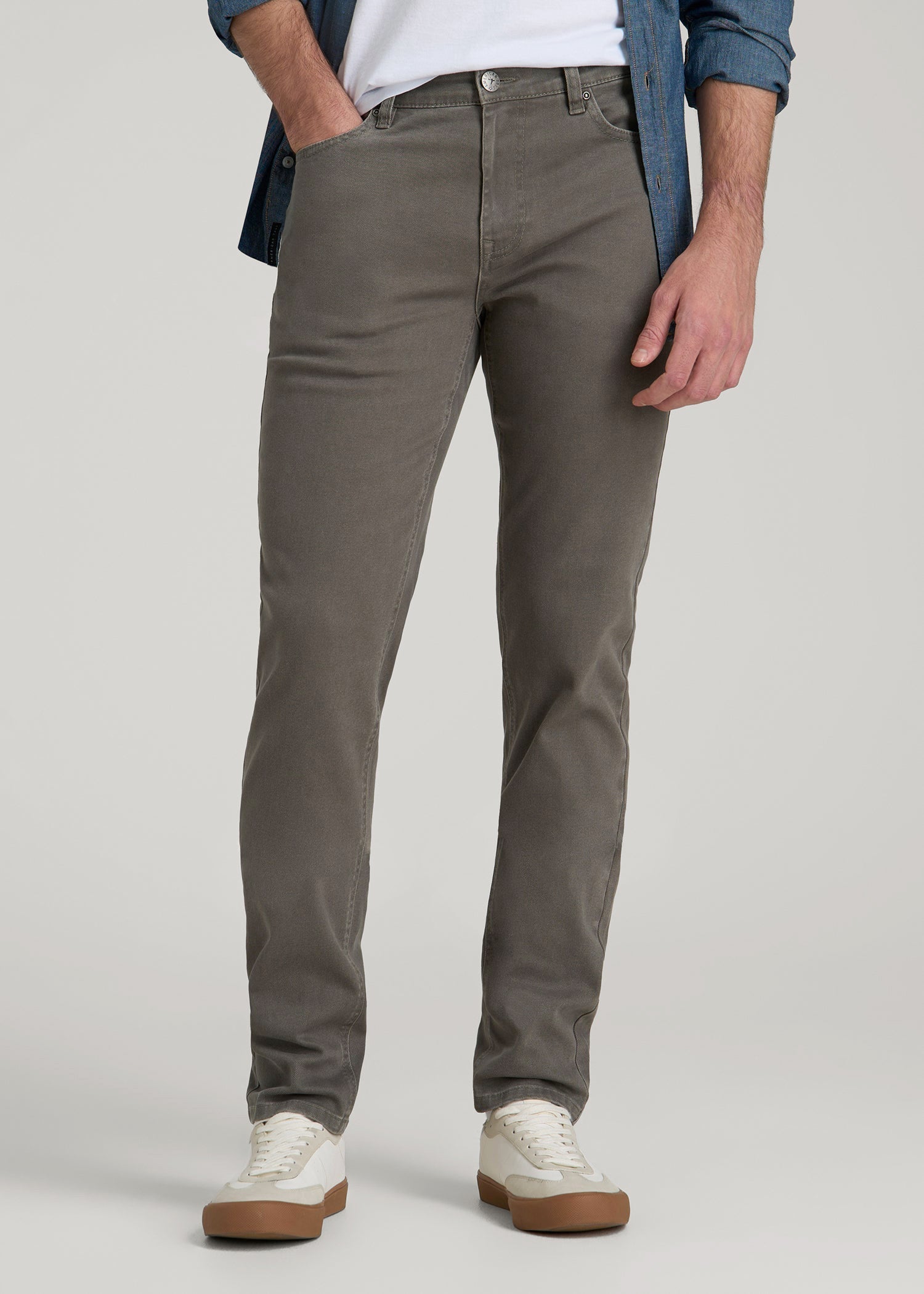American Tall Men Dylan Slim Fit Colored Jeans for Tall Men in Sage