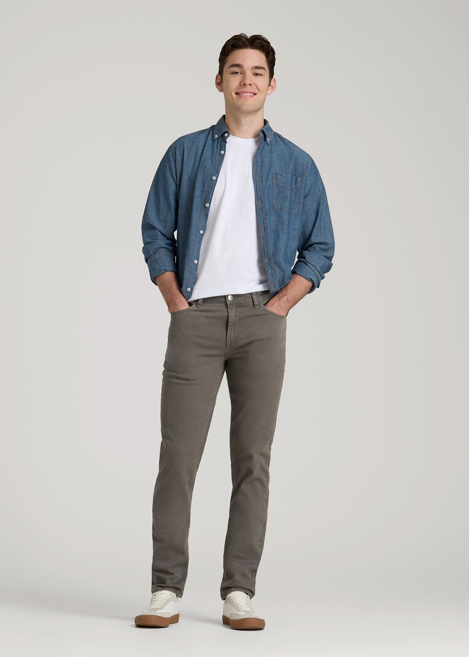 American Tall Men Dylan Slim Fit Colored Jeans for Tall Men in Sage