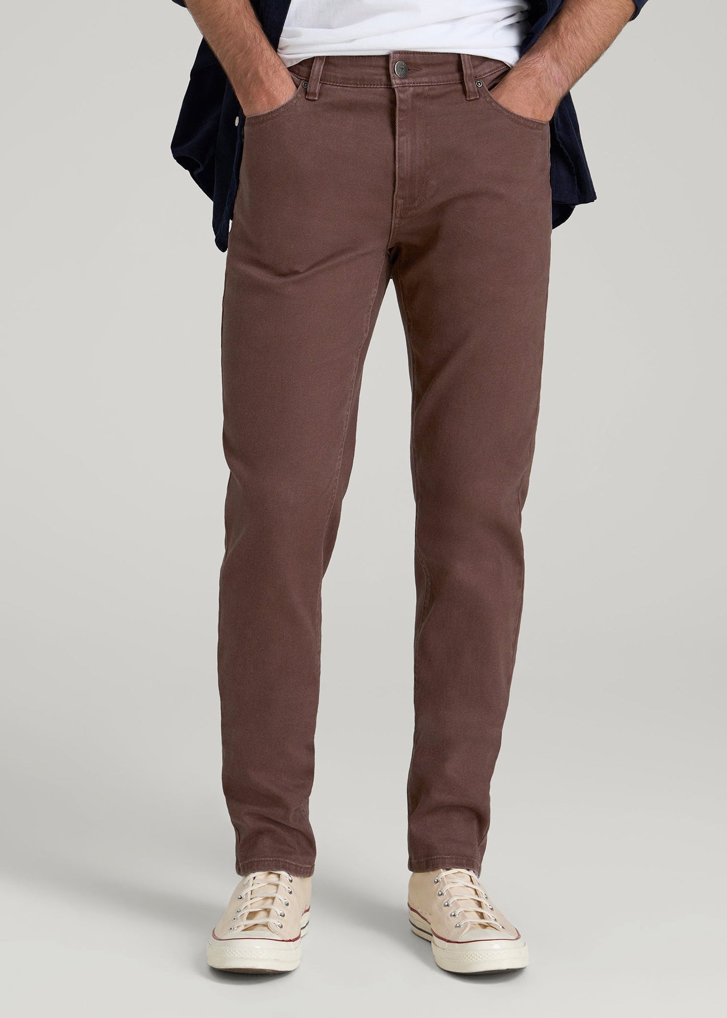 American Tall Men Dylan Slim Fit Colored Jeans for Tall Men in Dark Toffee