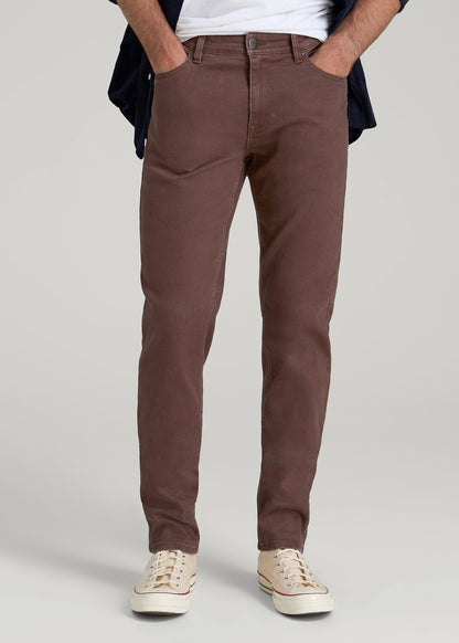 American Tall Men Dylan Slim Fit Colored Jeans for Tall Men in Dark Toffee