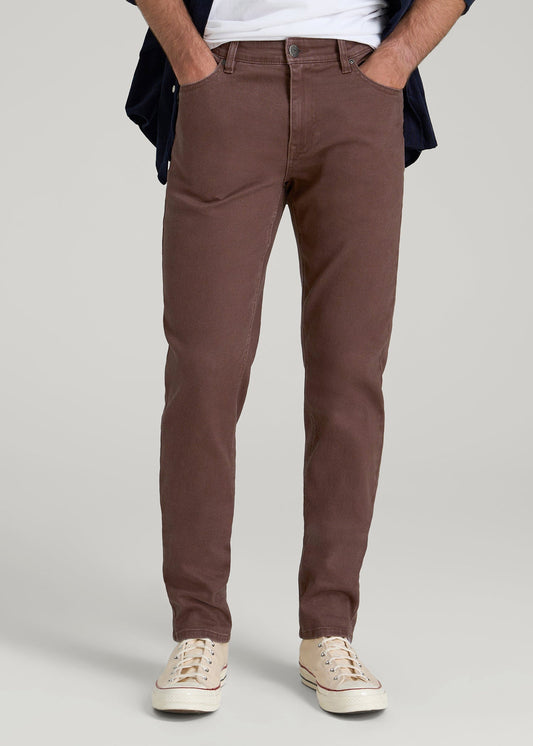 American Tall Men Dylan Slim Fit Colored Jeans for Tall Men in Dark Toffee