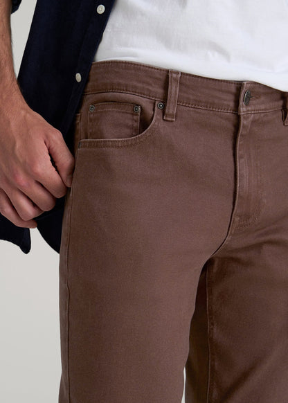 American Tall Men Dylan Slim Fit Colored Jeans for Tall Men in Dark Toffee