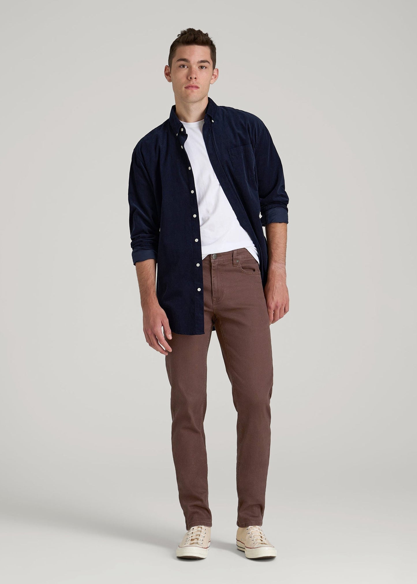 American Tall Men Dylan Slim Fit Colored Jeans for Tall Men in Dark Toffee