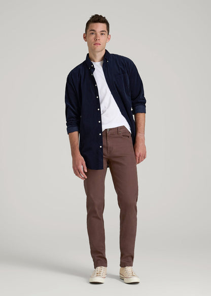 American Tall Men Dylan Slim Fit Colored Jeans for Tall Men in Dark Toffee