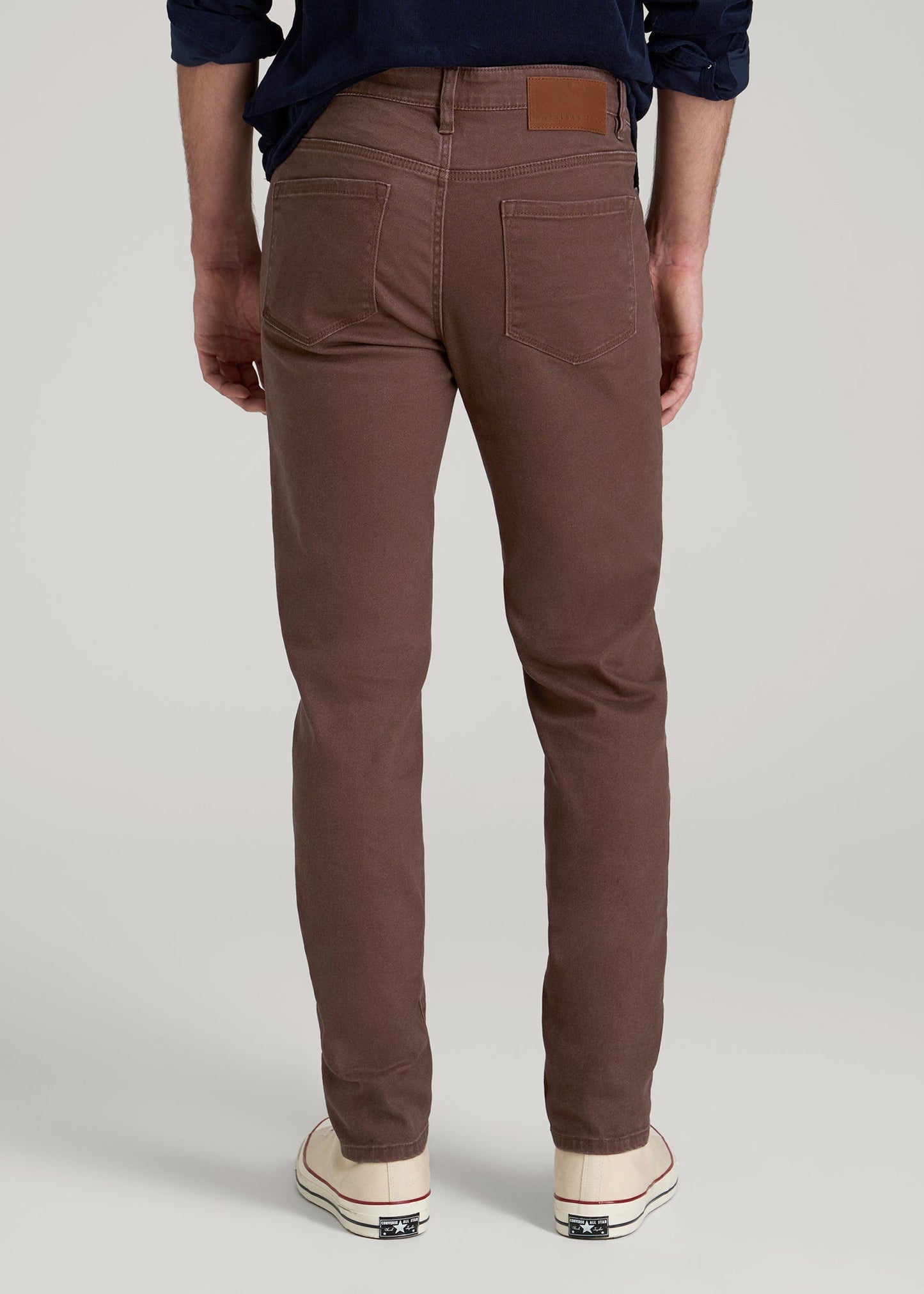 American Tall Men Dylan Slim Fit Colored Jeans for Tall Men in Dark Toffee