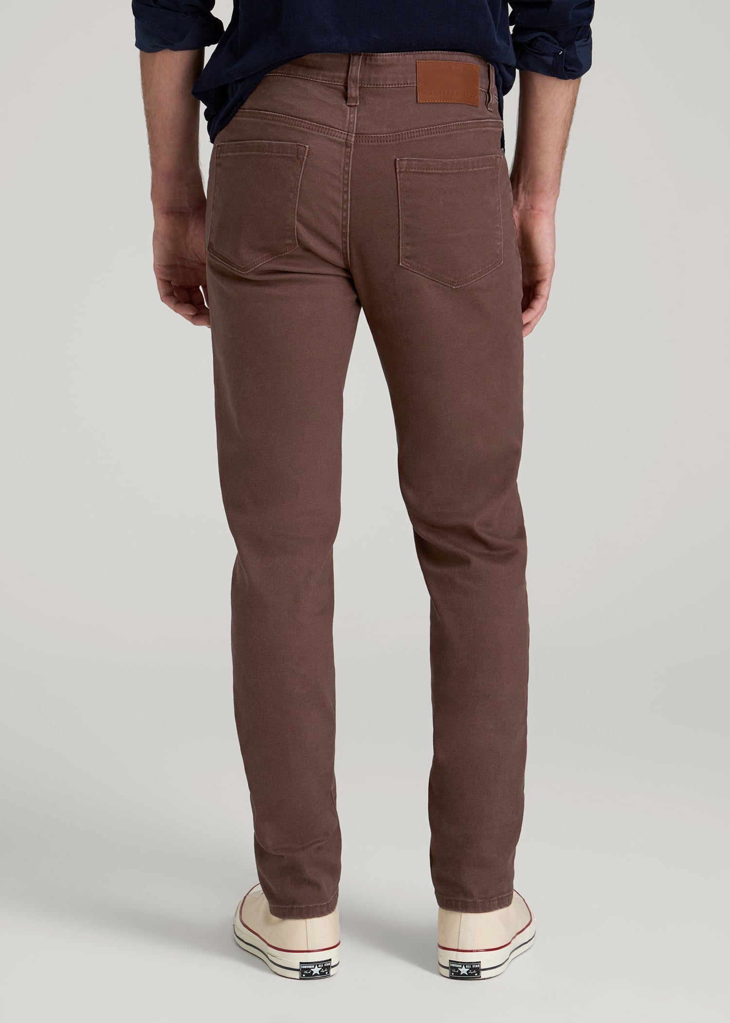 American Tall Men Dylan Slim Fit Colored Jeans for Tall Men in Dark Toffee