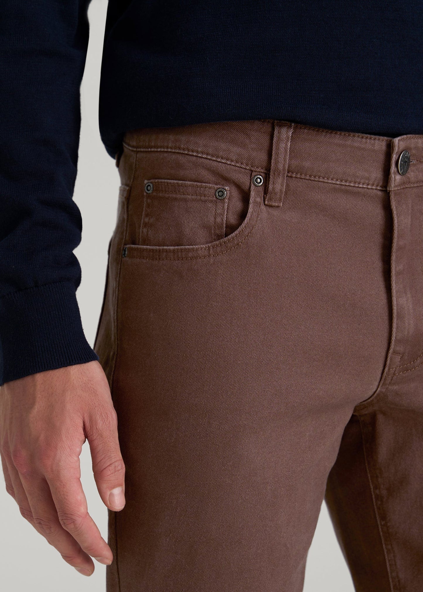 American Tall Men Carman Tapered Fit Colored Jeans for Tall Men in Dark Toffee