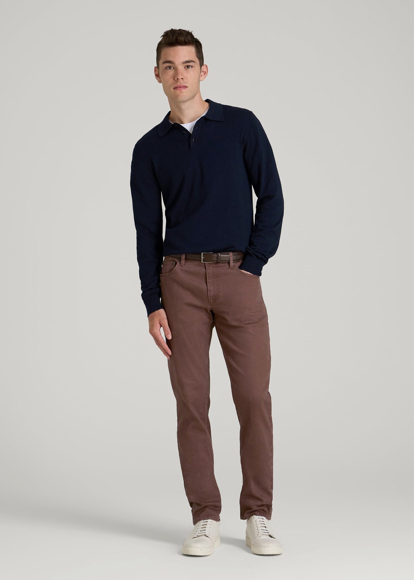 American Tall Men Carman Tapered Fit Colored Jeans for Tall Men in Dark Toffee