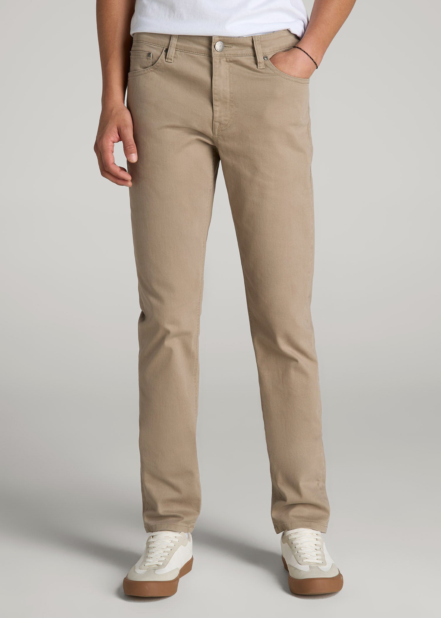 American Tall Men Dylan Slim Fit Colored Jeans for Tall Men in Clay Wash