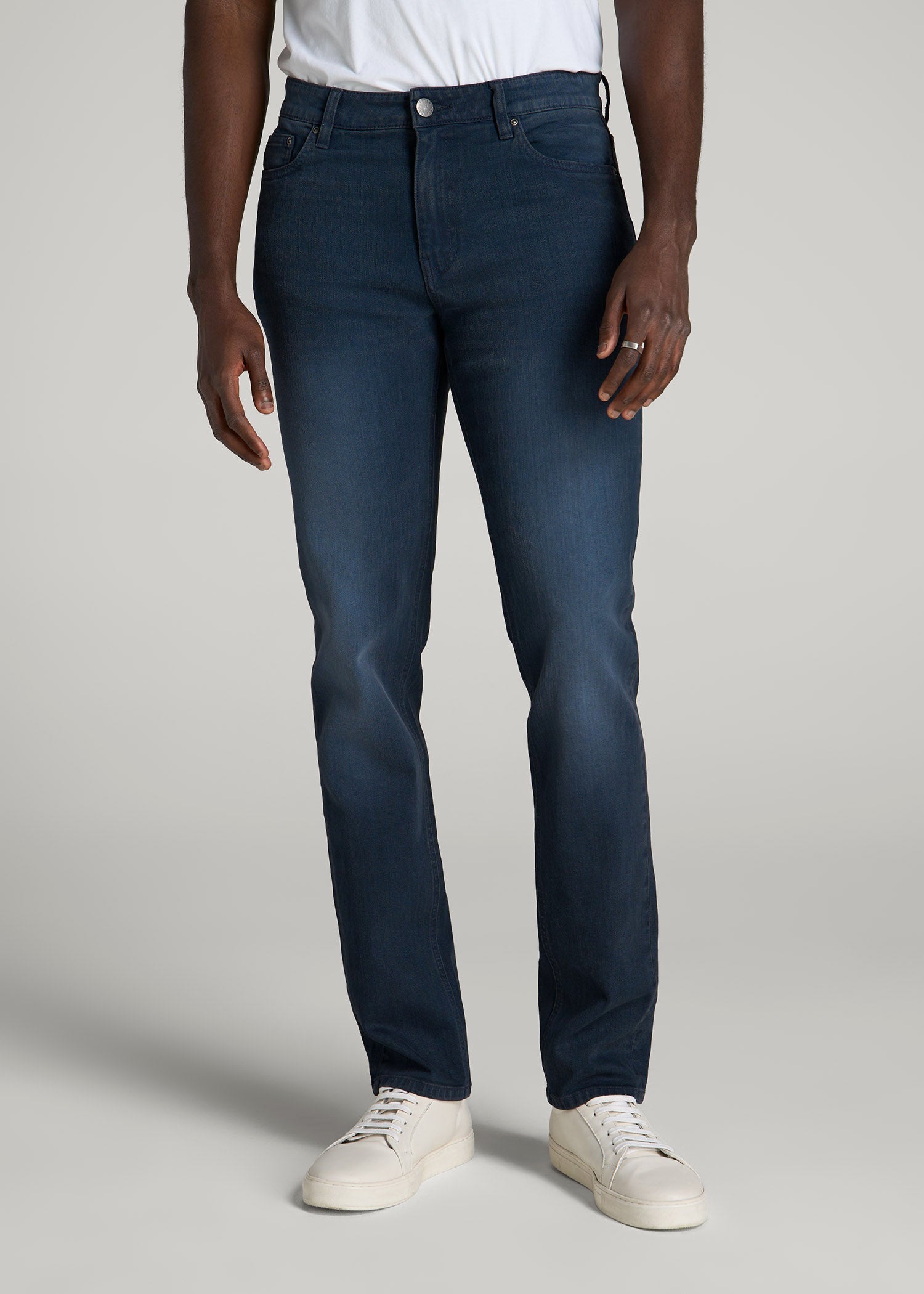 American Tall Men Dylan Slim Fit Jeans for Tall Men in Faded Blue Black