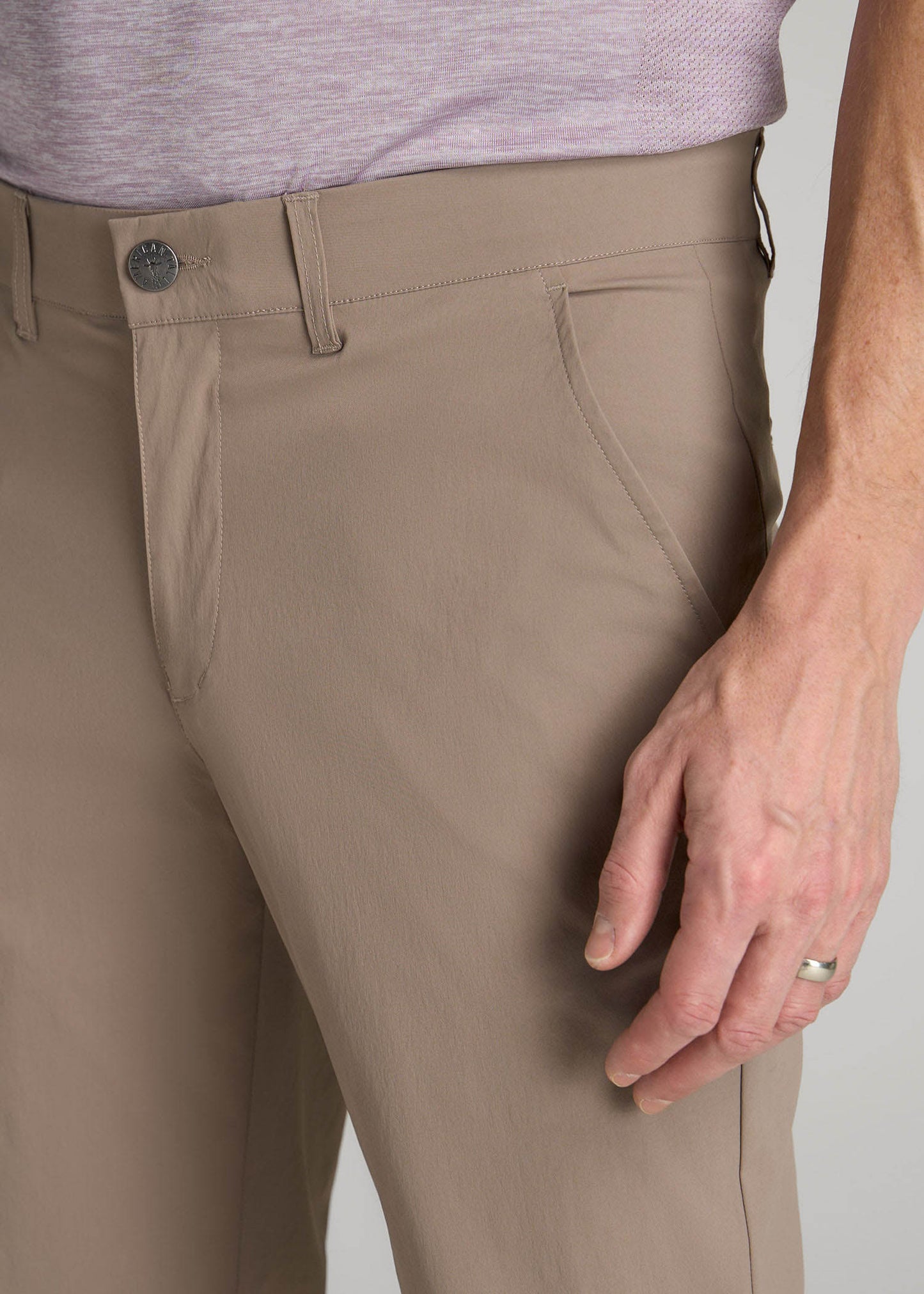 American Tall Men TAPERED FIT Traveler Chino Pants for Tall Men in Dark Sand