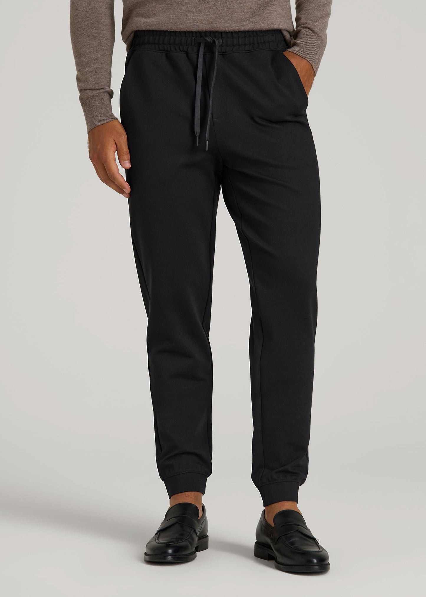 American Tall Men Soft Flex Ponte Jogger for Tall Men in Black